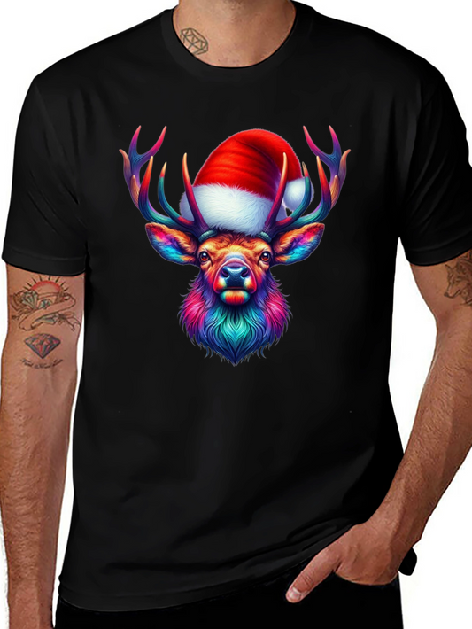 Festive Reindeer Graphic Tee - Holiday Style