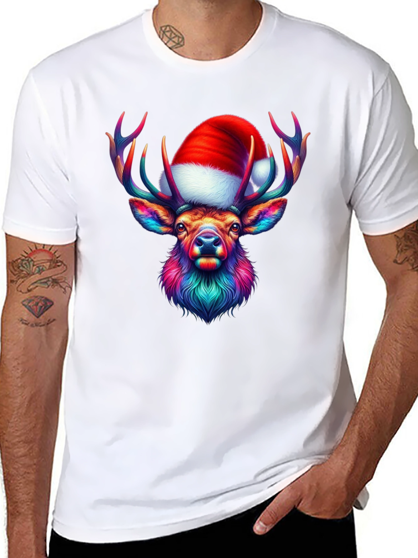 Festive Reindeer Graphic Tee - Holiday Style