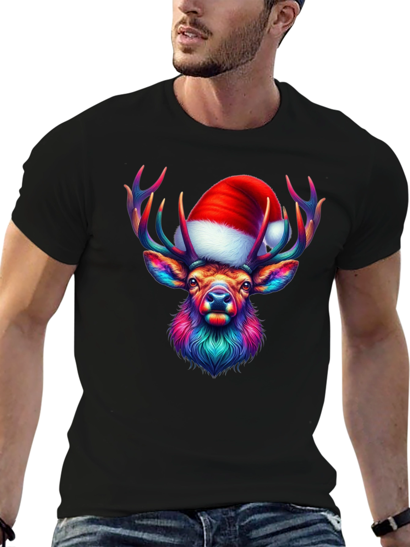Festive Reindeer Graphic Tee - Holiday Style