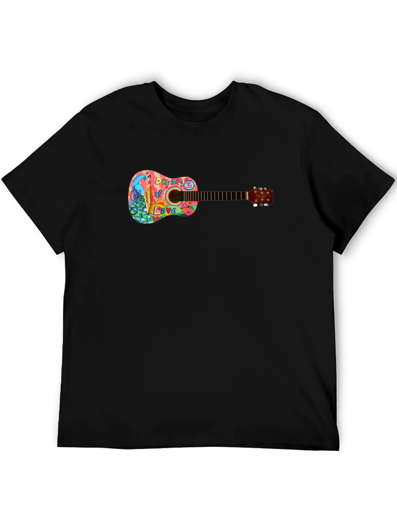 Psychedelic Guitar Dream of Love Black T-Shirt