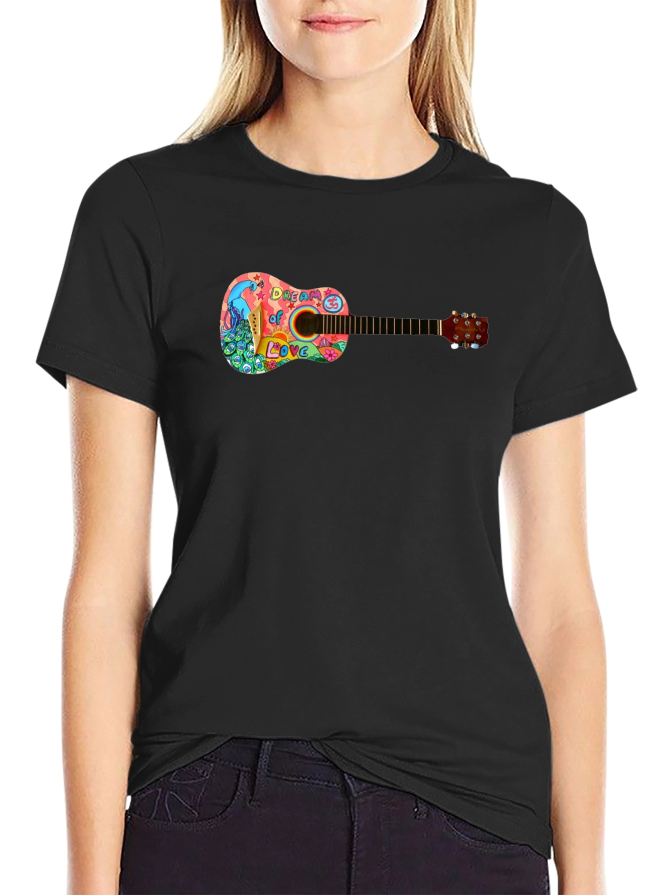 Psychedelic Guitar Dream of Love Black T-Shirt