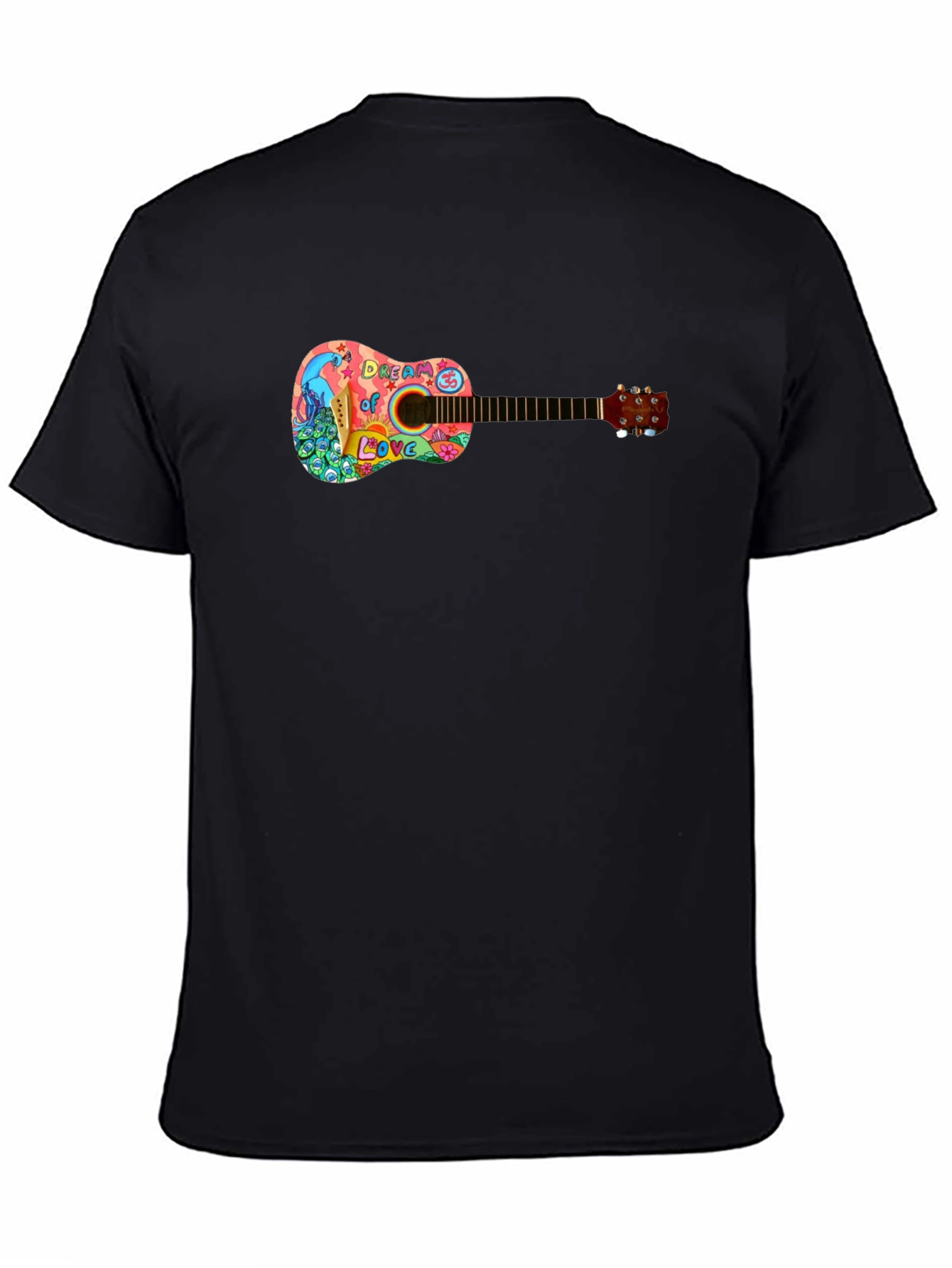 Psychedelic Guitar Dream of Love Black T-Shirt
