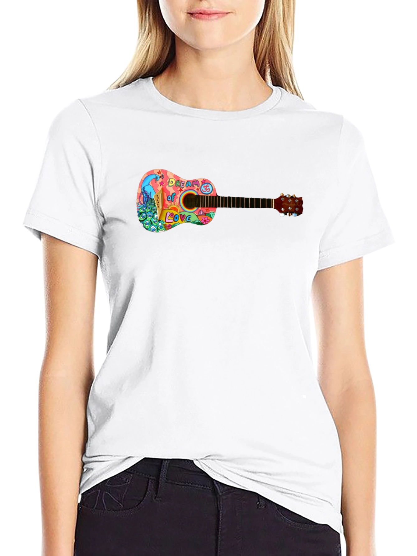 Psychedelic Guitar Dream of Love Black T-Shirt