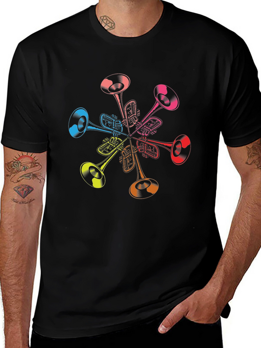 Colorful Trumpet Graphic T-Shirt - Music Lover Tee