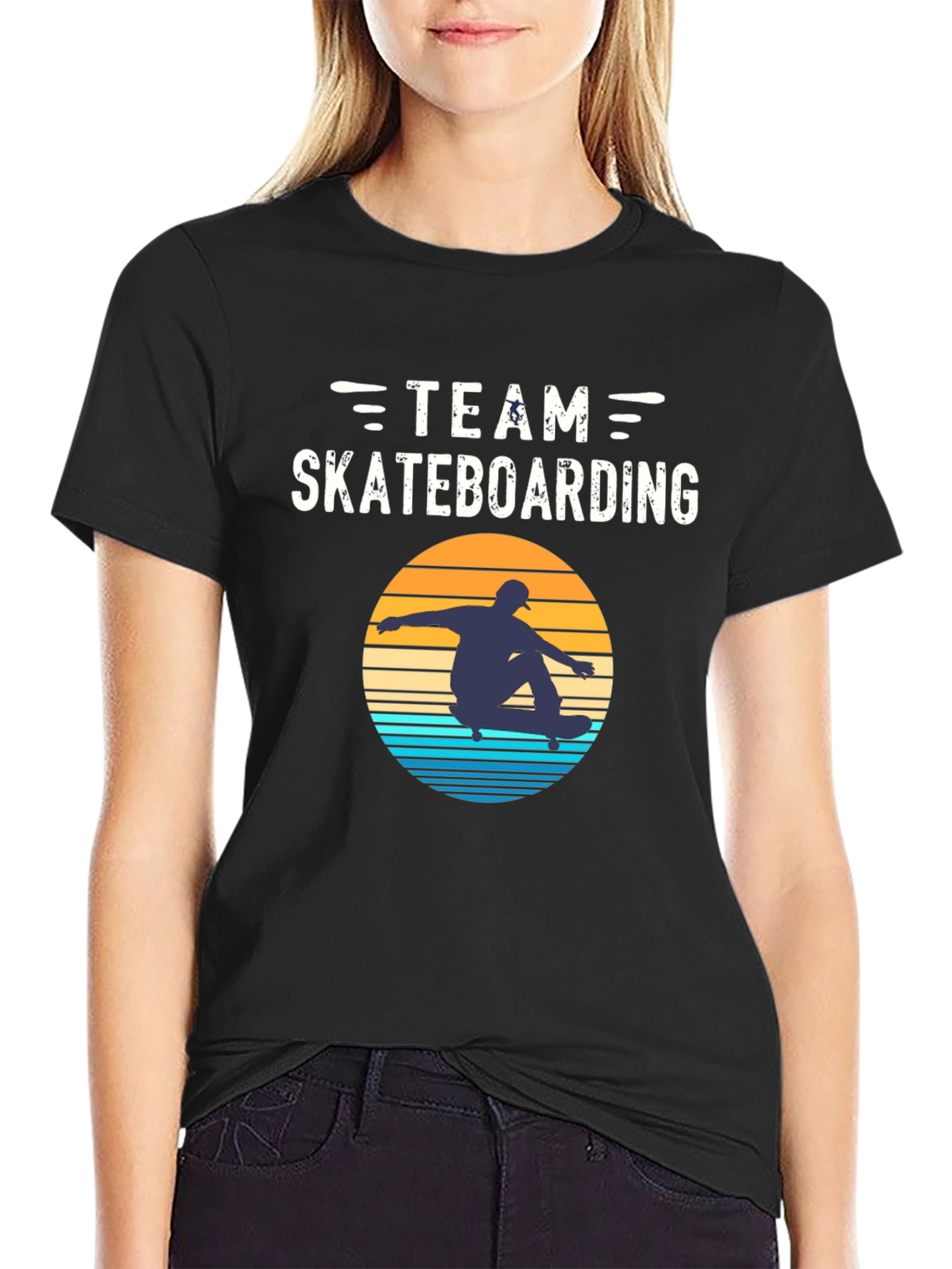 Team Skateboarding Graphic Tee - Black