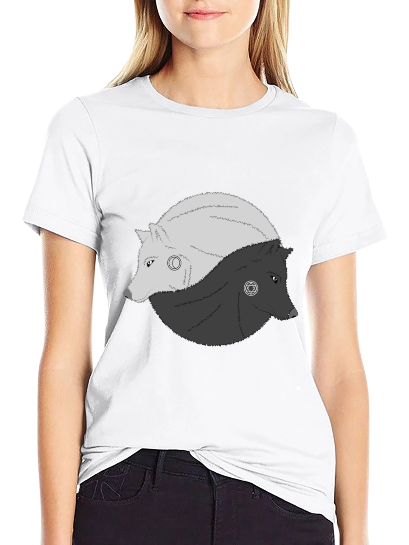 Yin Yang Wolves Graphic Tee - Balance & Style