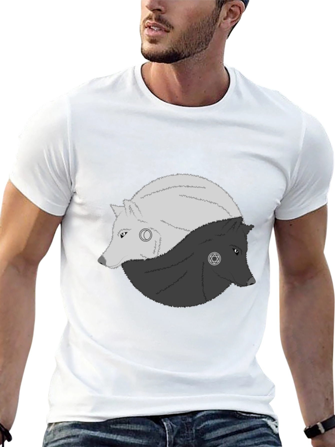 Yin Yang Wolves Graphic Tee - Balance & Style