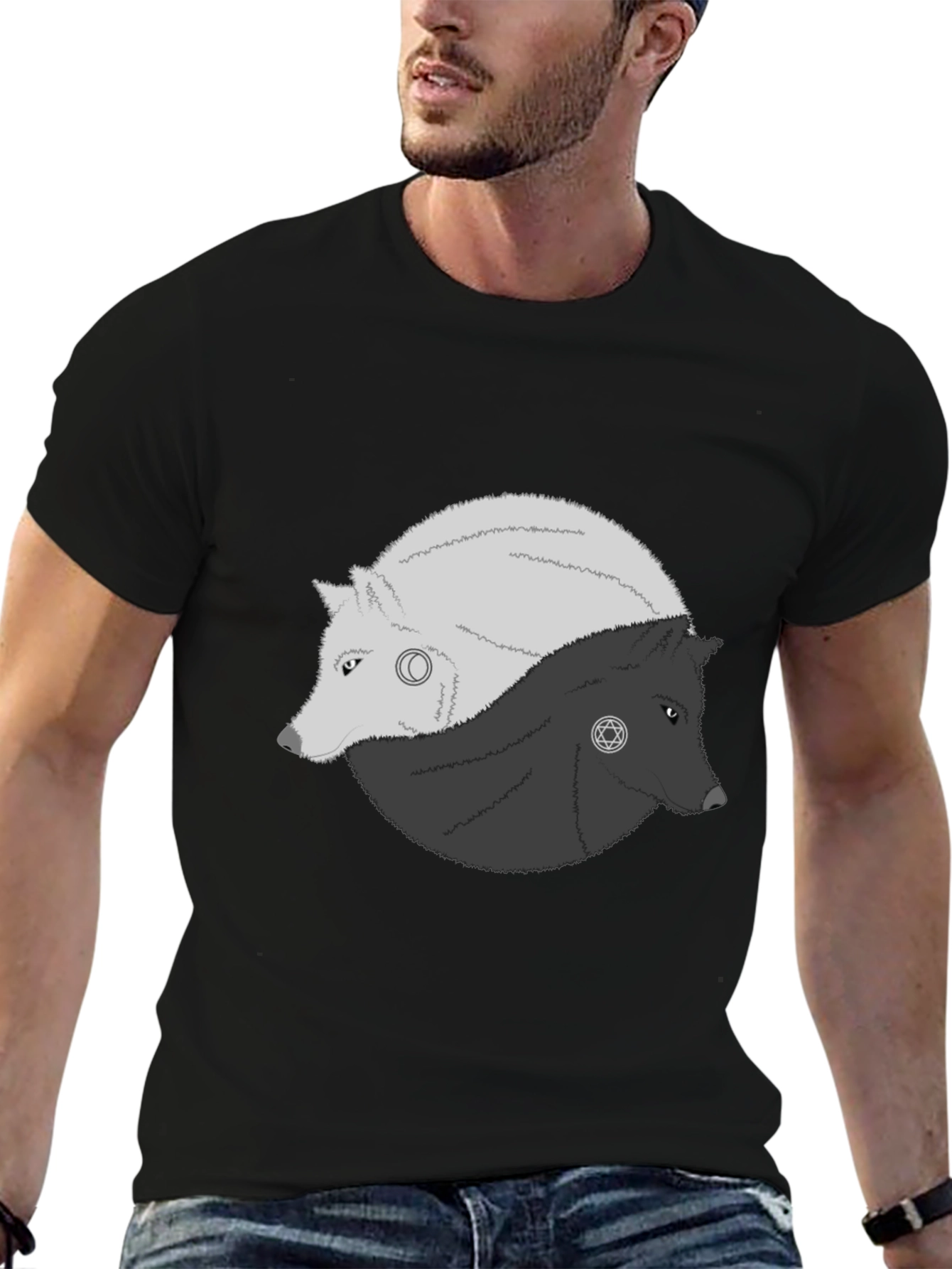 Yin Yang Wolves Graphic Tee - Balance & Style