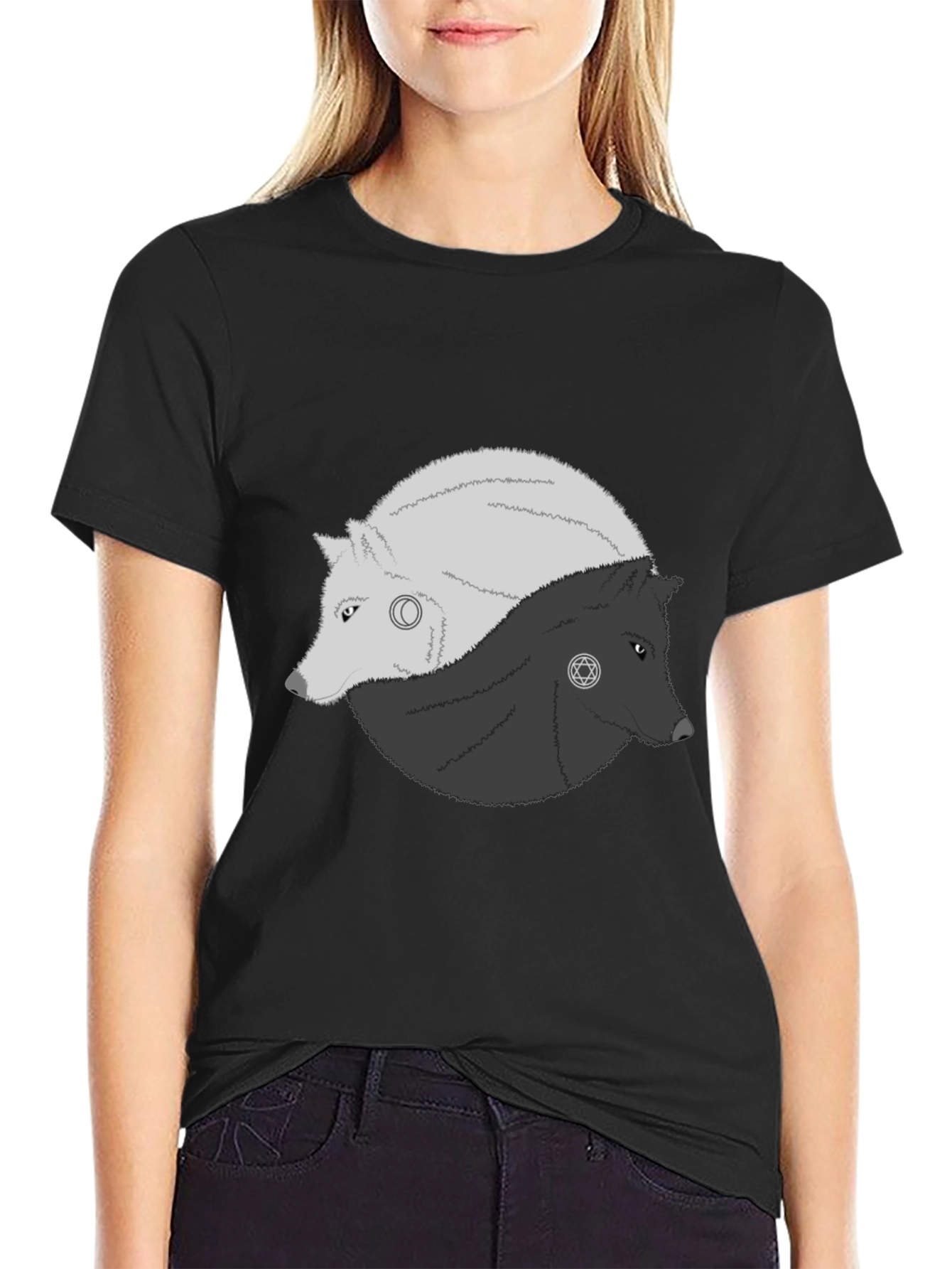 Yin Yang Wolves Graphic Tee - Balance & Style