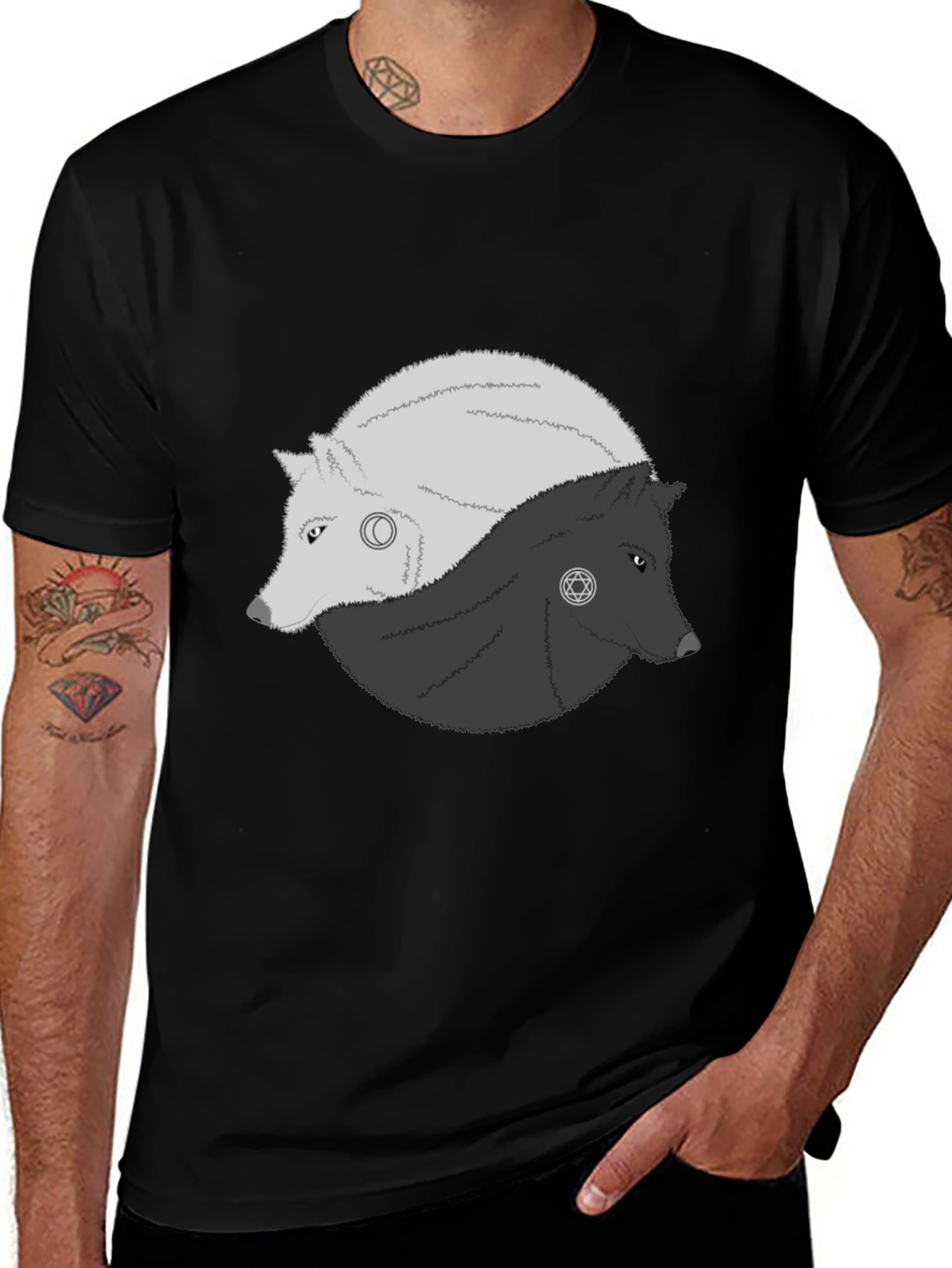 Yin Yang Wolves Graphic Tee - Balance & Style