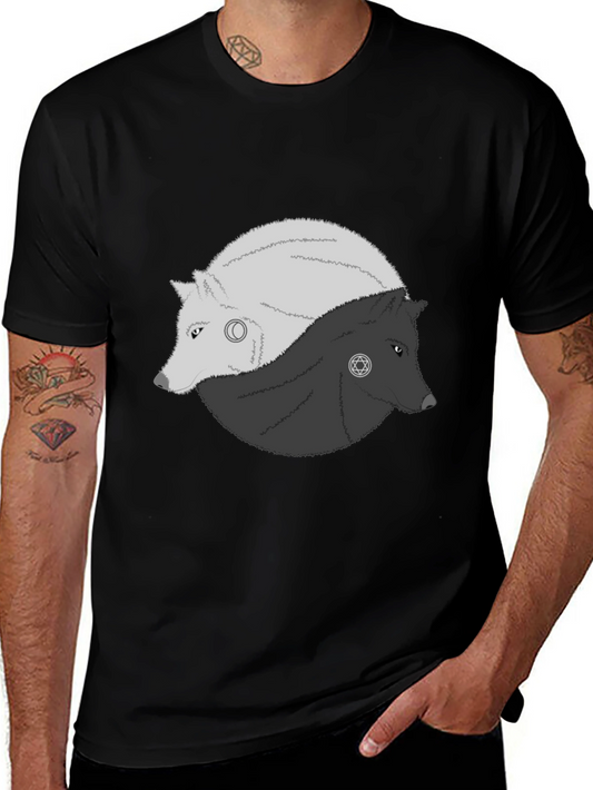 Yin Yang Wolves Graphic Tee - Balance & Style