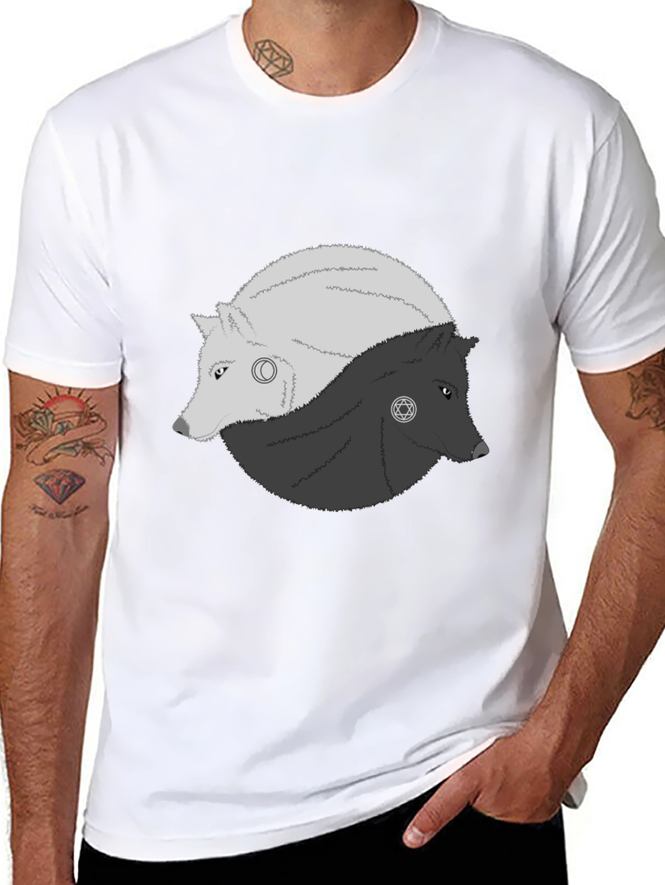 Yin Yang Wolves Graphic Tee - Balance & Style