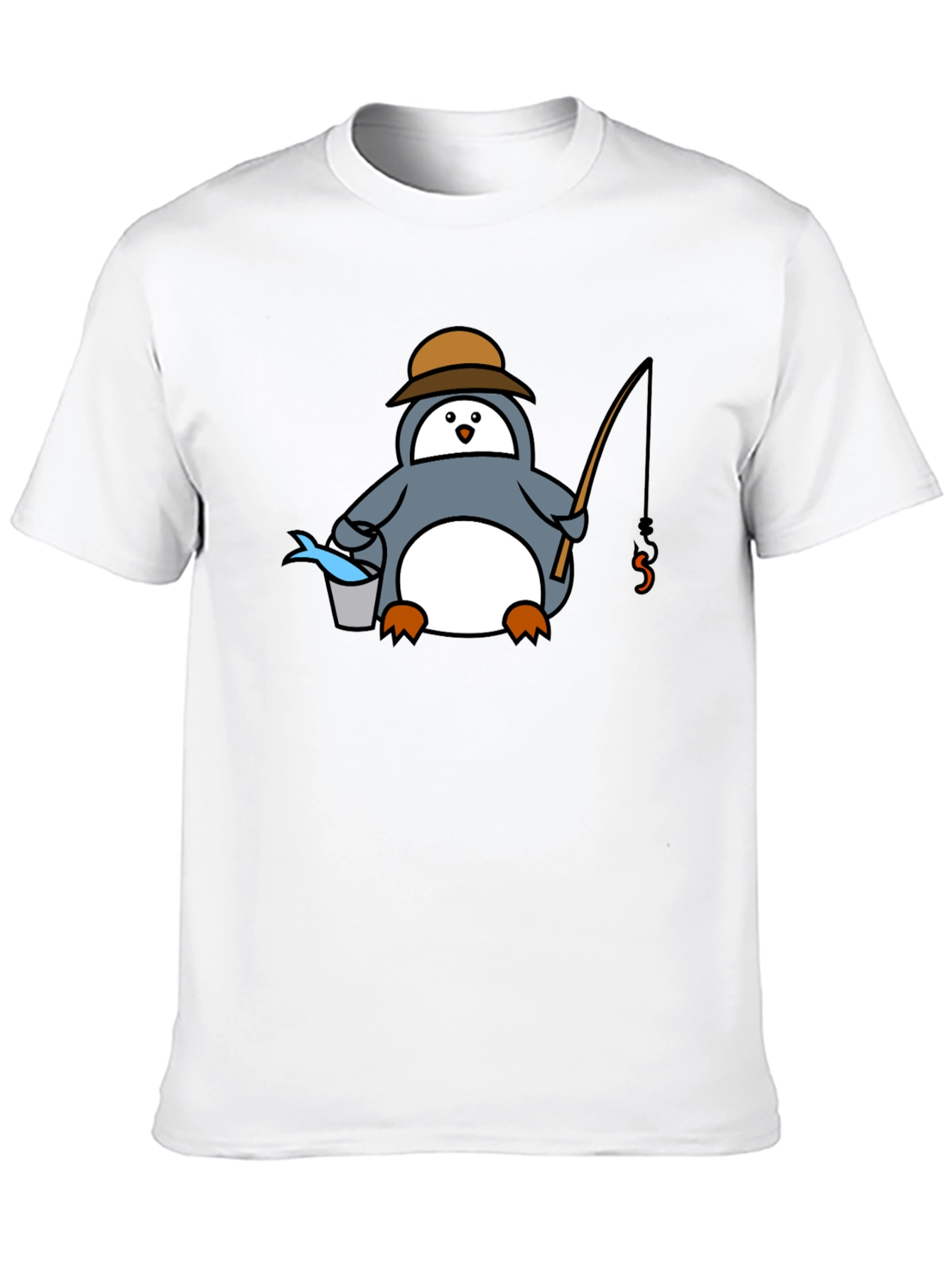 Fishing Penguin T-Shirt - Black Graphic Tee