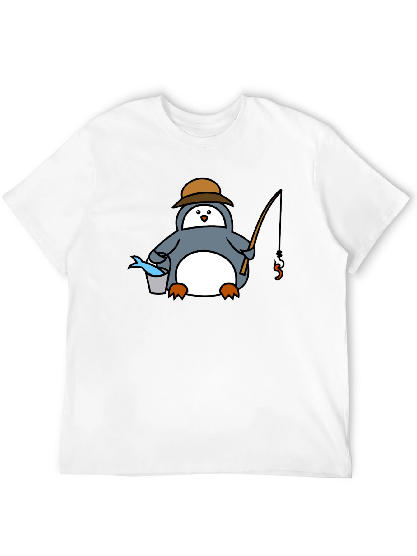 Fishing Penguin T-Shirt - Black Graphic Tee