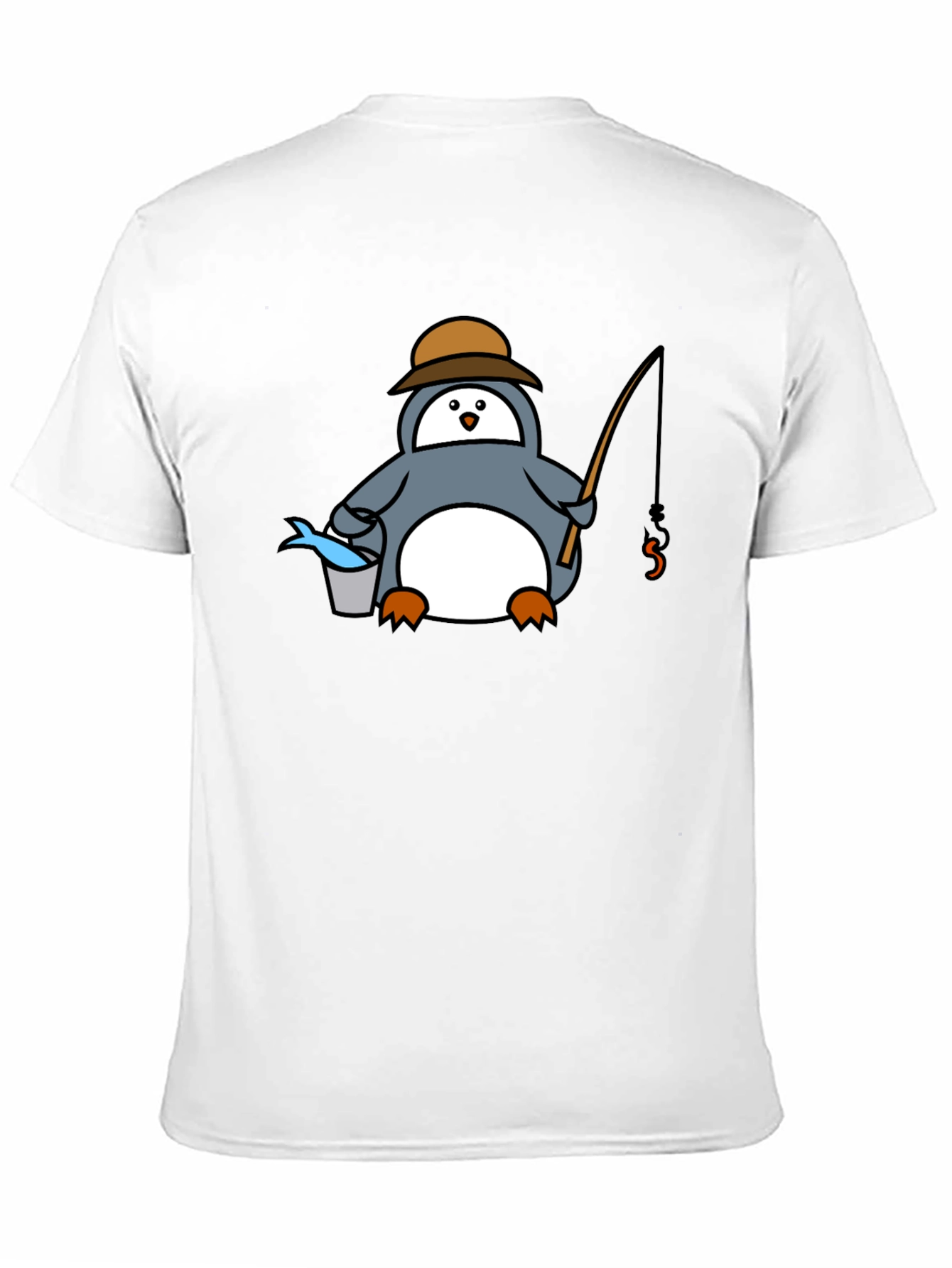 Fishing Penguin T-Shirt - Black Graphic Tee