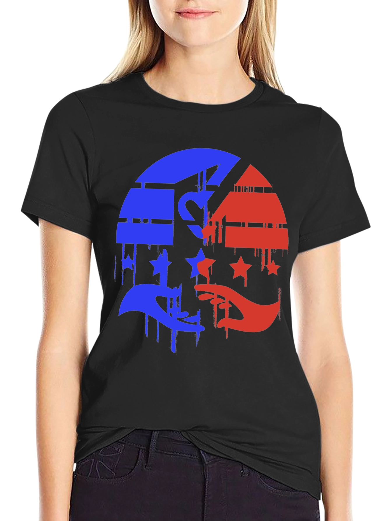 Patriotic Graphic Tee - Red & Blue Liberty Design