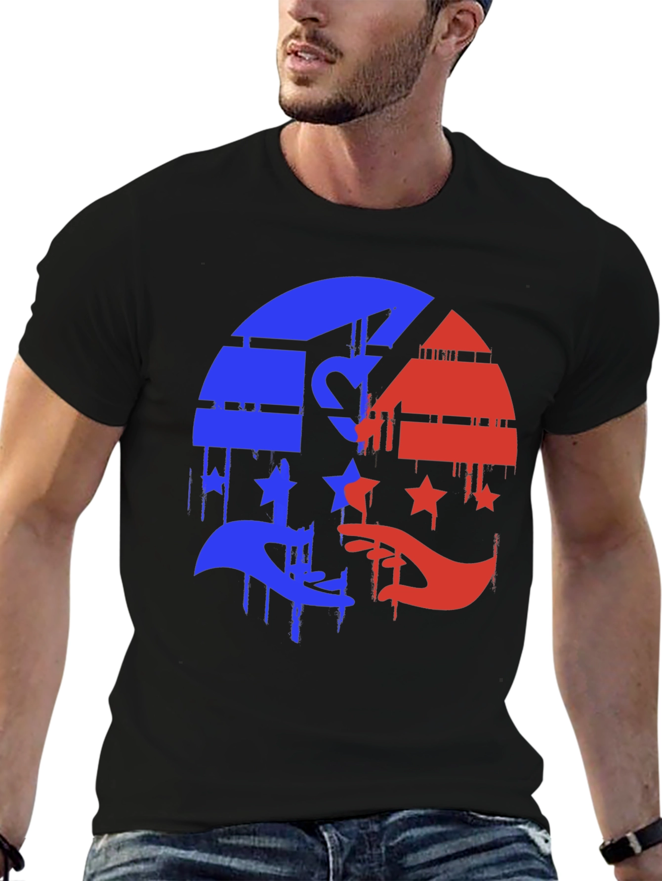 Patriotic Graphic Tee - Red & Blue Liberty Design