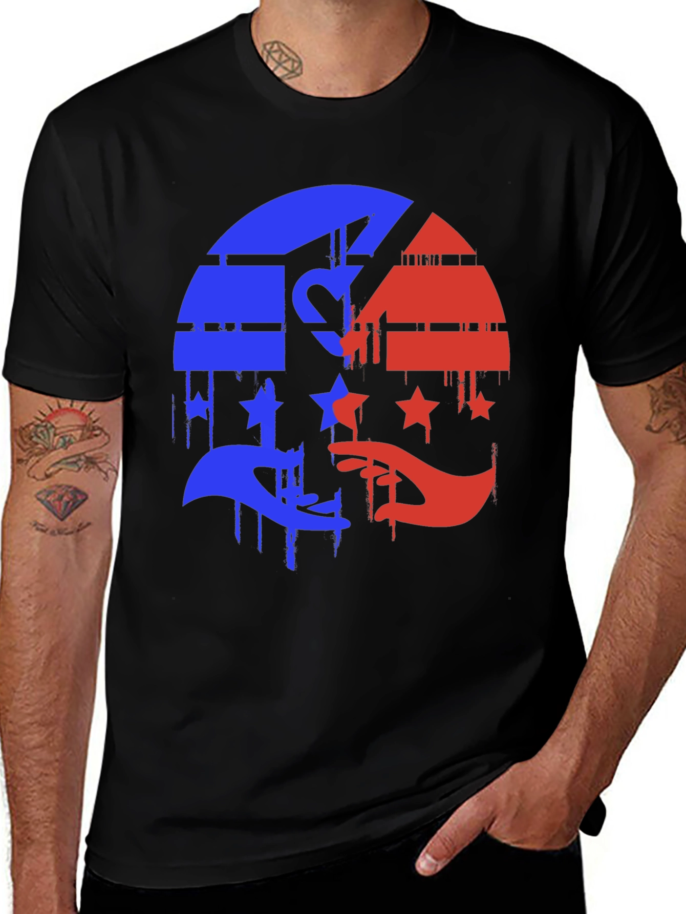 Patriotic Graphic Tee - Red & Blue Liberty Design