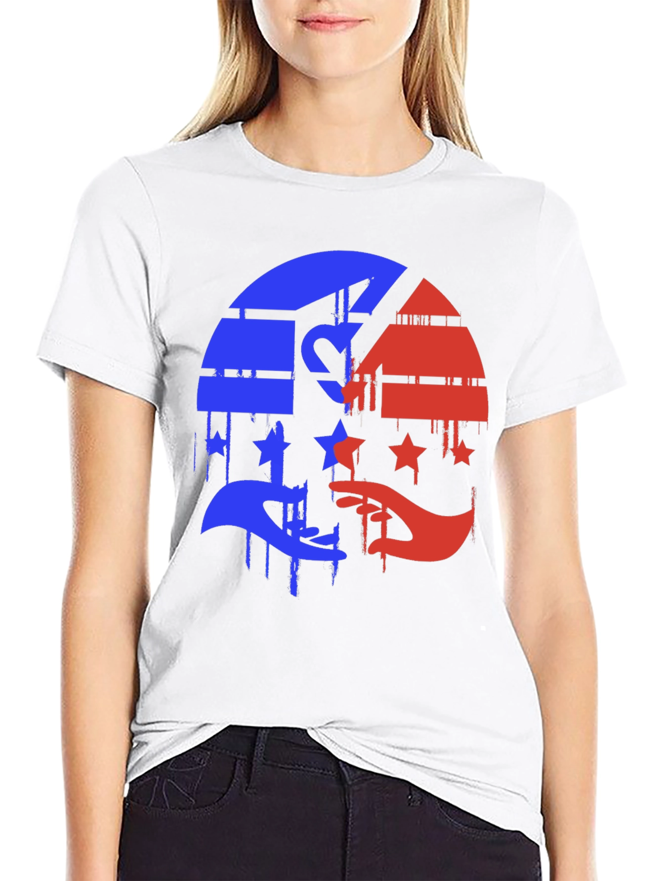 Patriotic Graphic Tee - Red & Blue Liberty Design