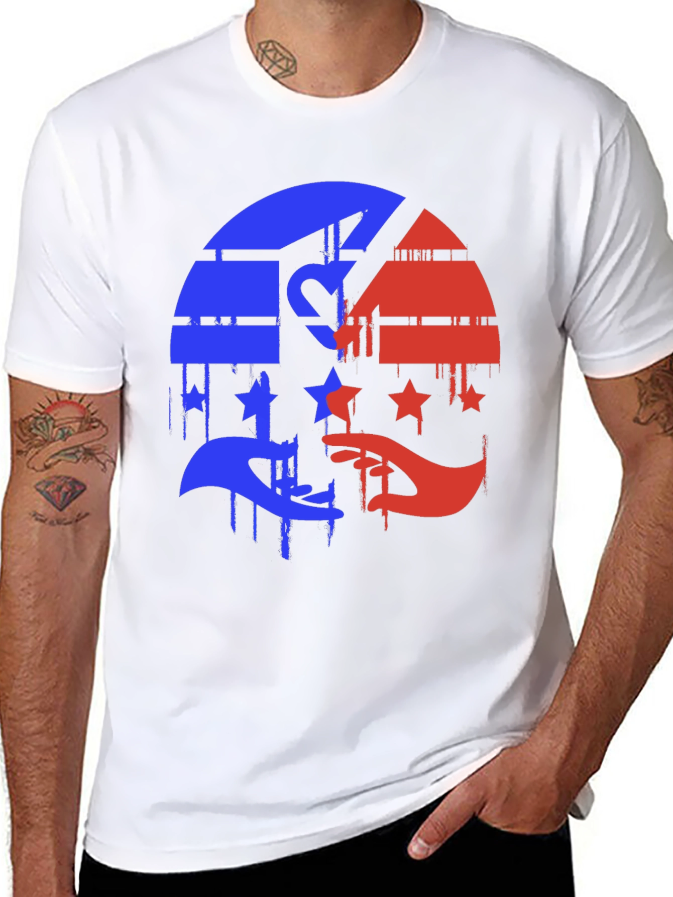 Patriotic Graphic Tee - Red & Blue Liberty Design