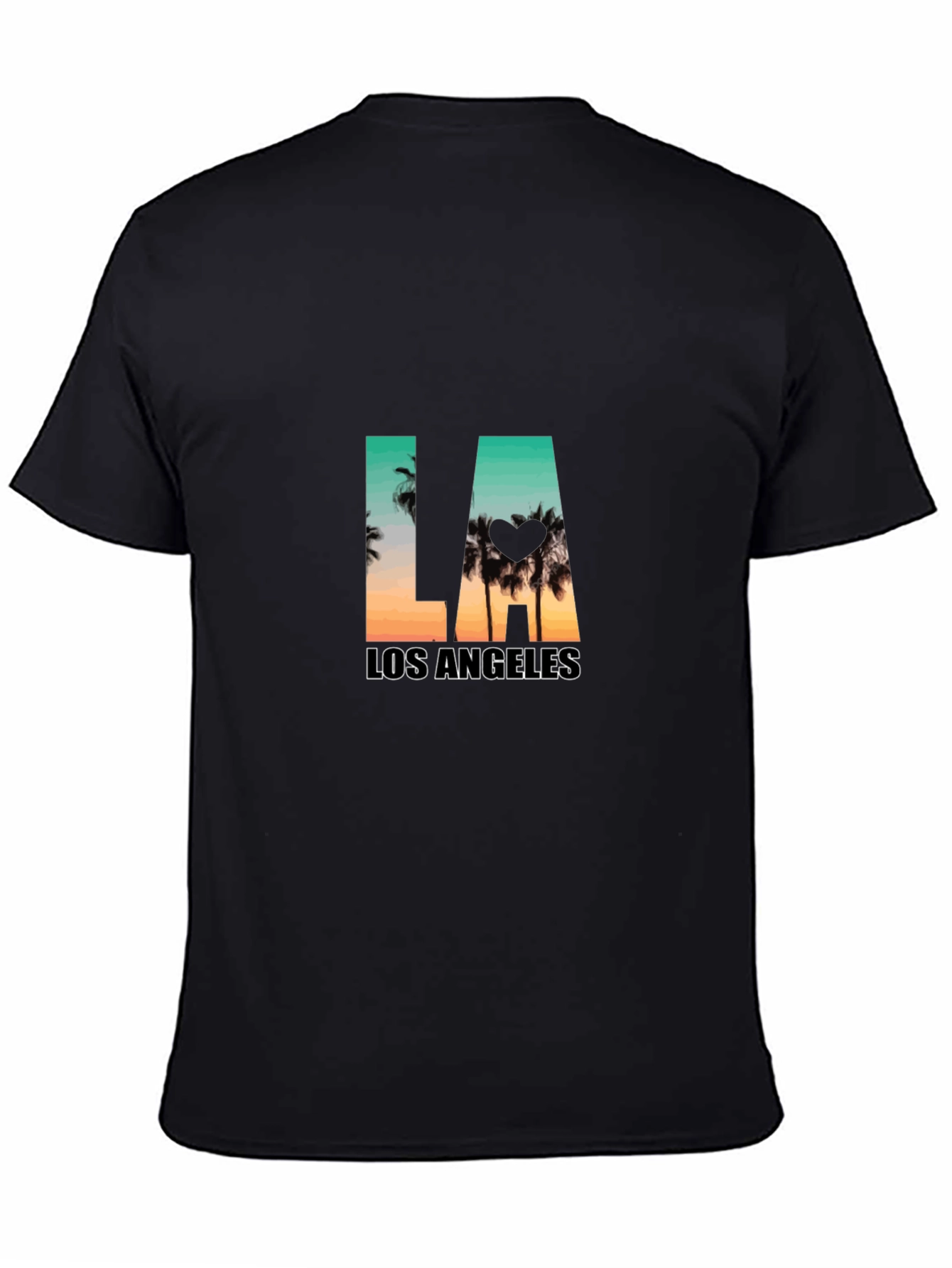 Los Angeles Palm Tree Graphic Black T-Shirt
