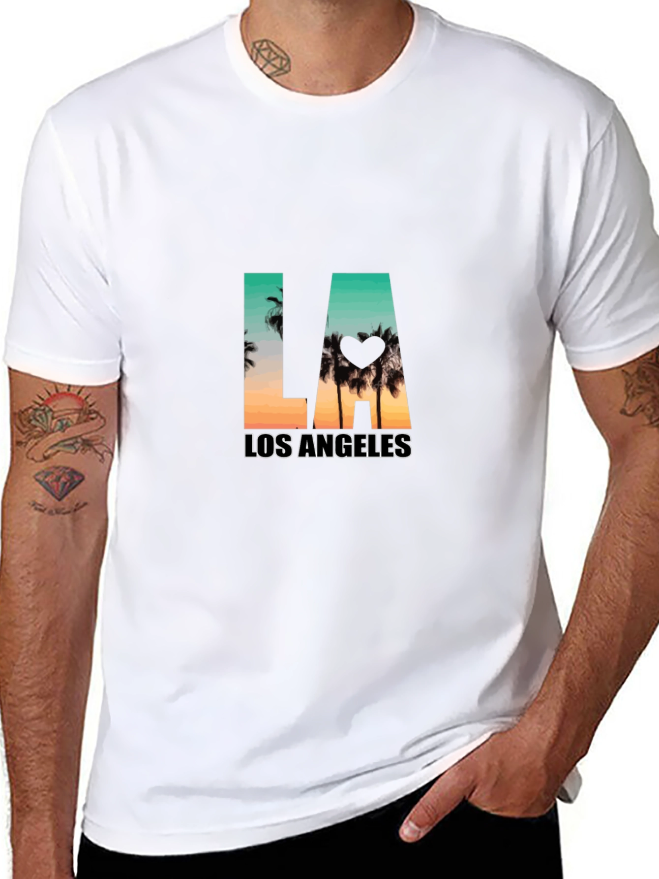 Los Angeles Palm Tree Graphic Black T-Shirt