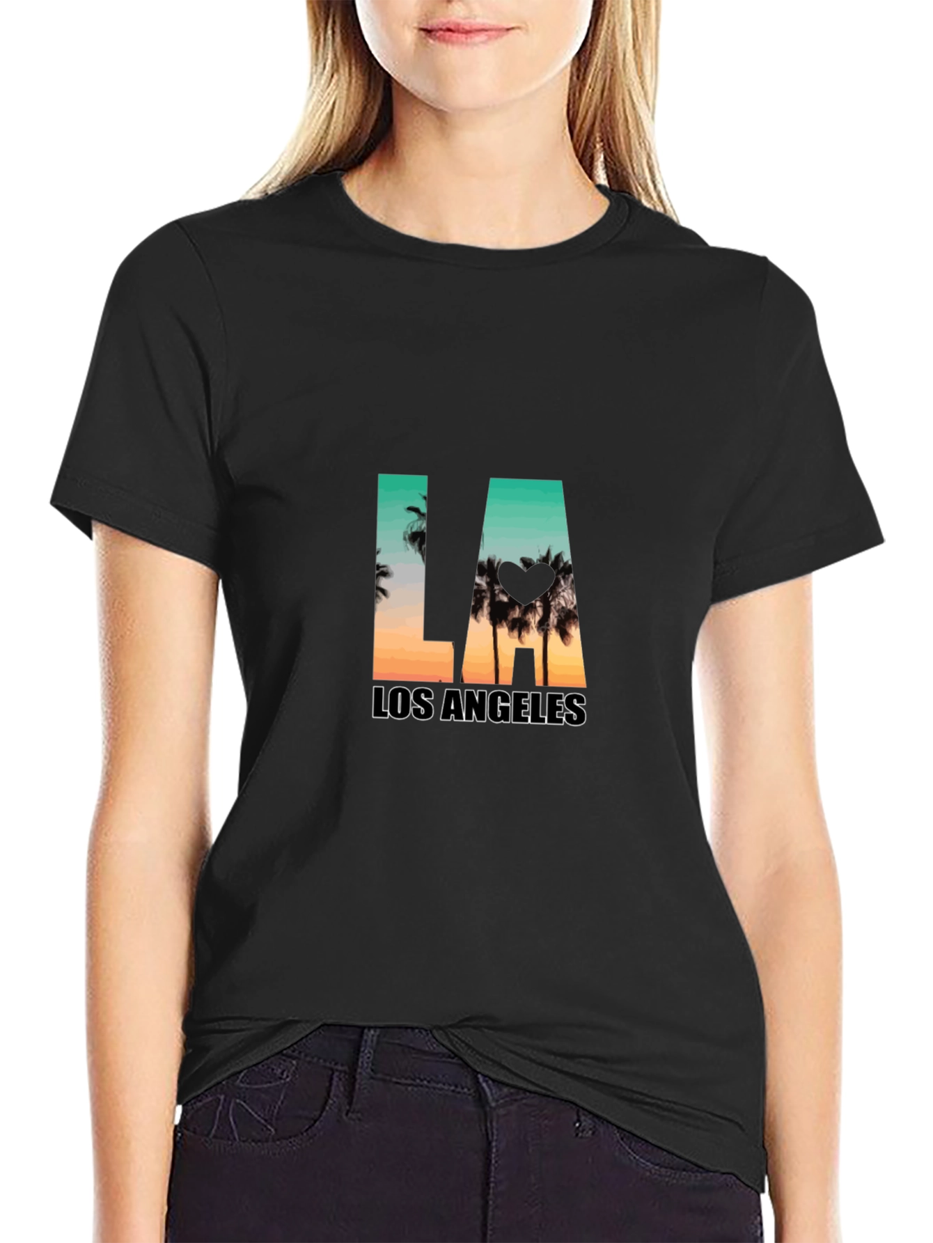 Los Angeles Palm Tree Graphic Black T-Shirt