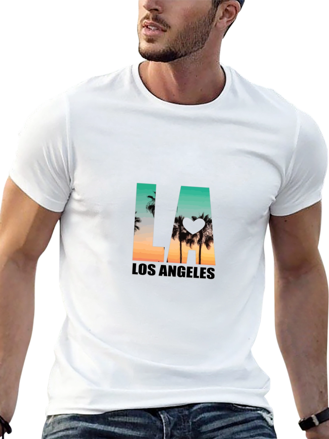 Los Angeles Palm Tree Graphic Black T-Shirt