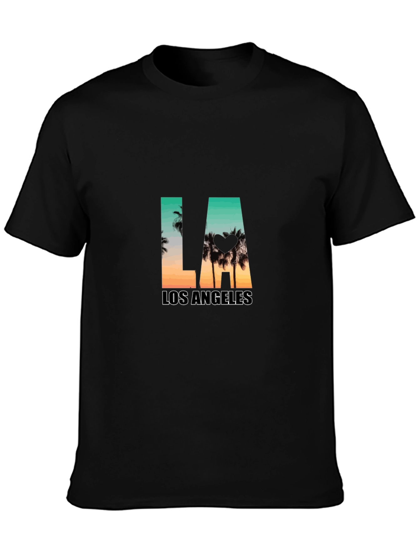 Los Angeles Palm Tree Graphic Black T-Shirt