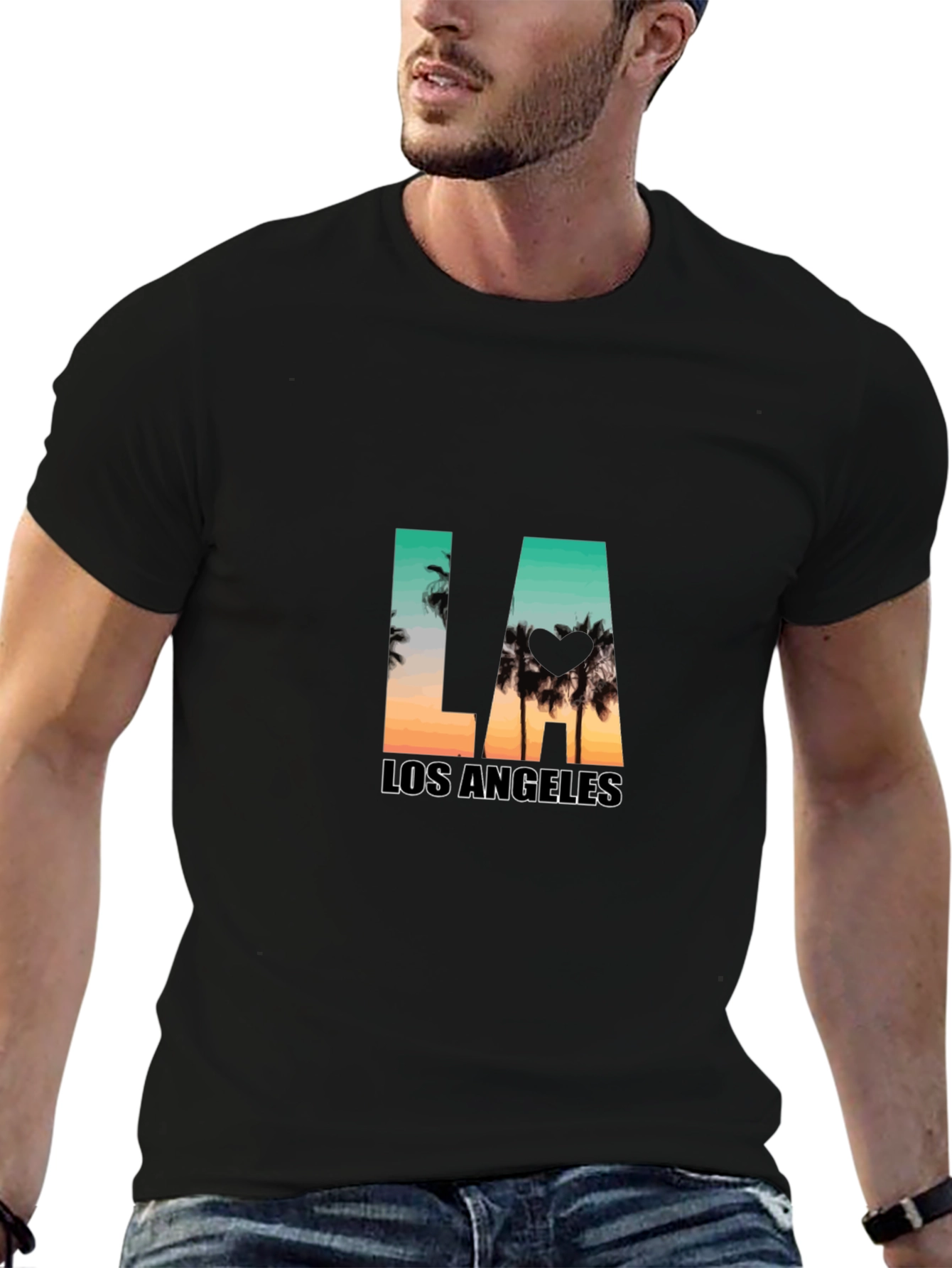 Los Angeles Palm Tree Graphic Black T-Shirt