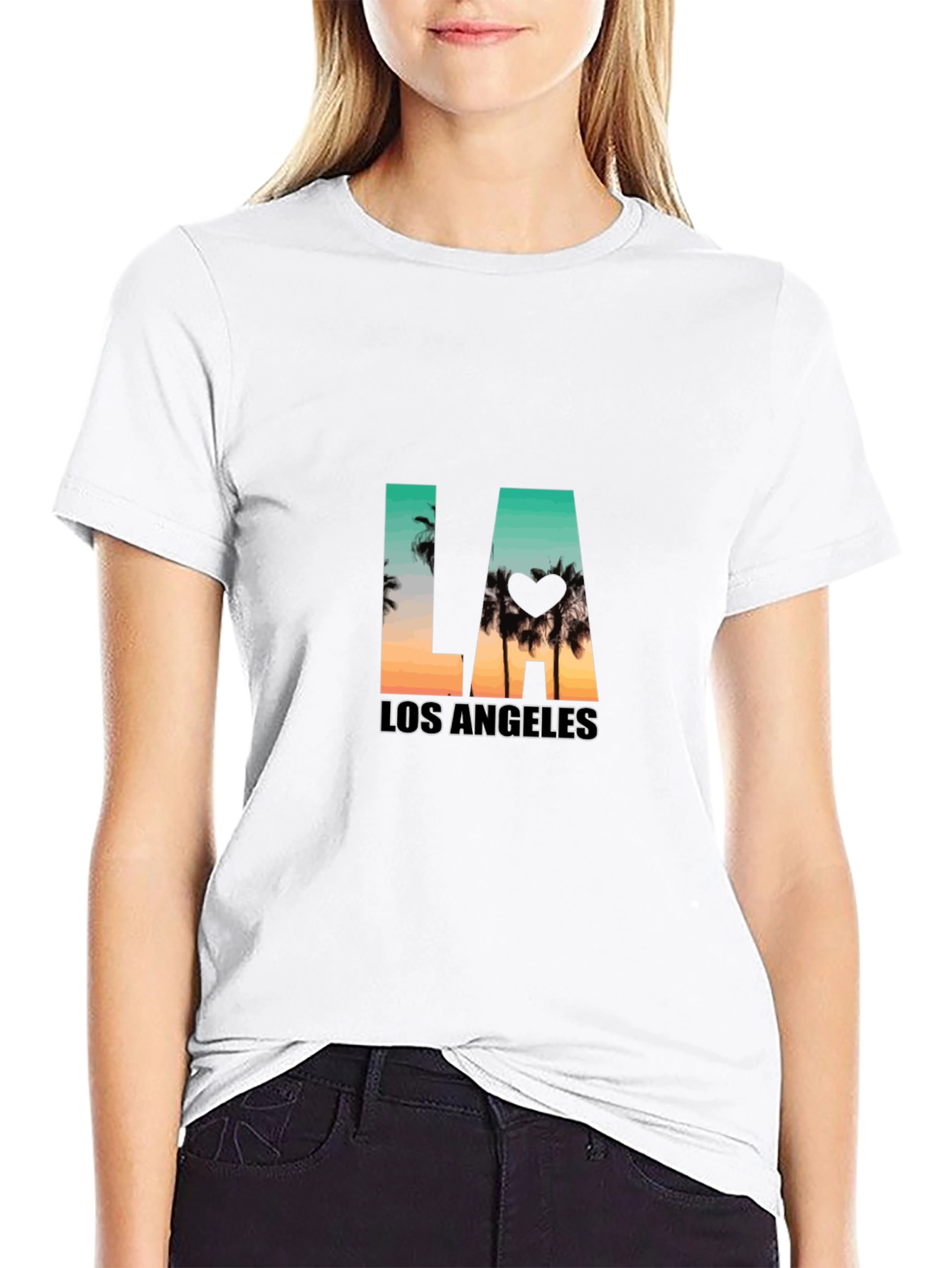 Los Angeles Palm Tree Graphic Black T-Shirt