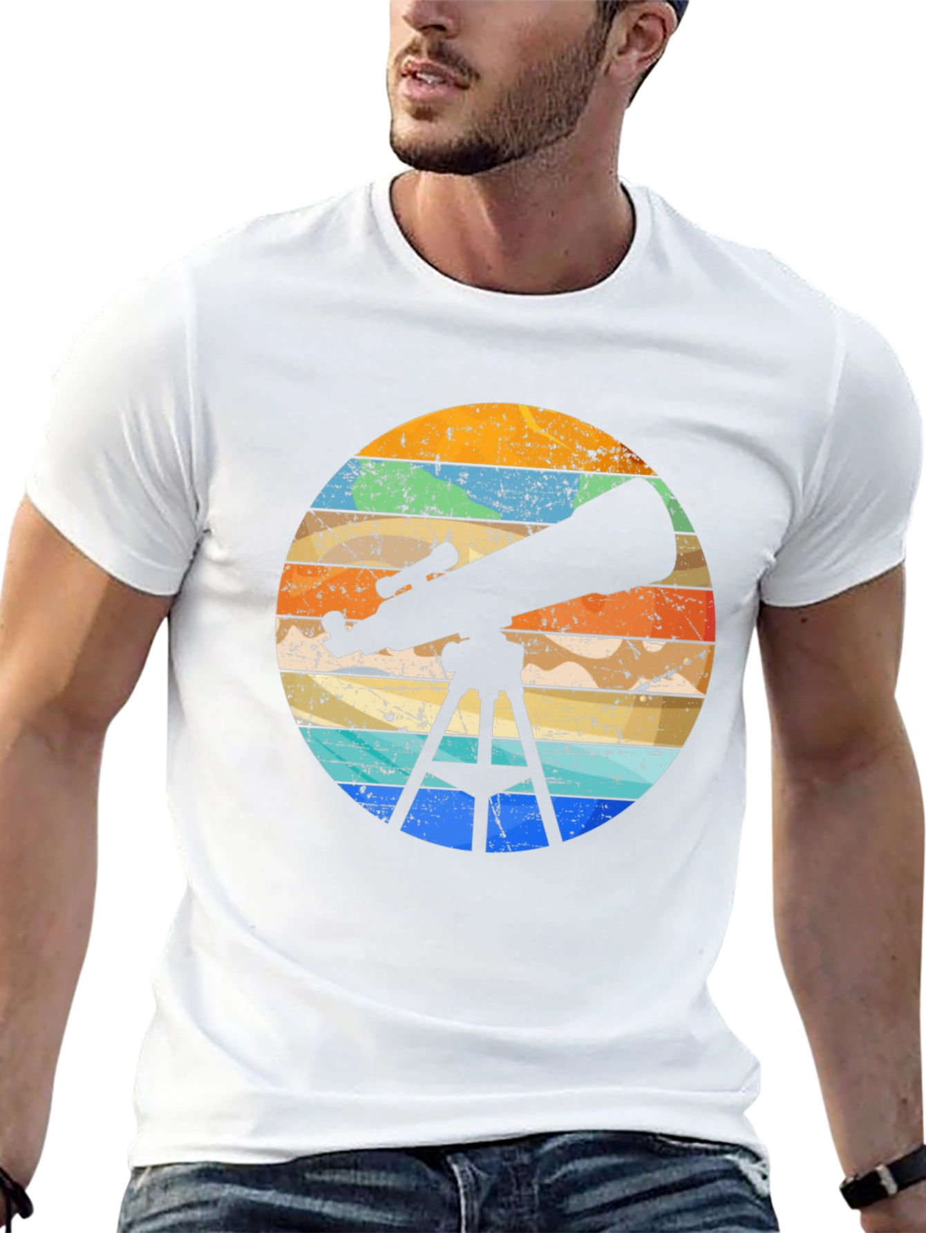 Telescope Silhouette Graphic T-Shirt - Astronomy Lover