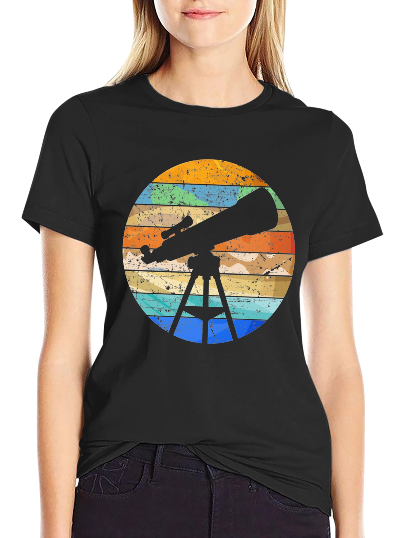 Telescope Silhouette Graphic T-Shirt - Astronomy Lover