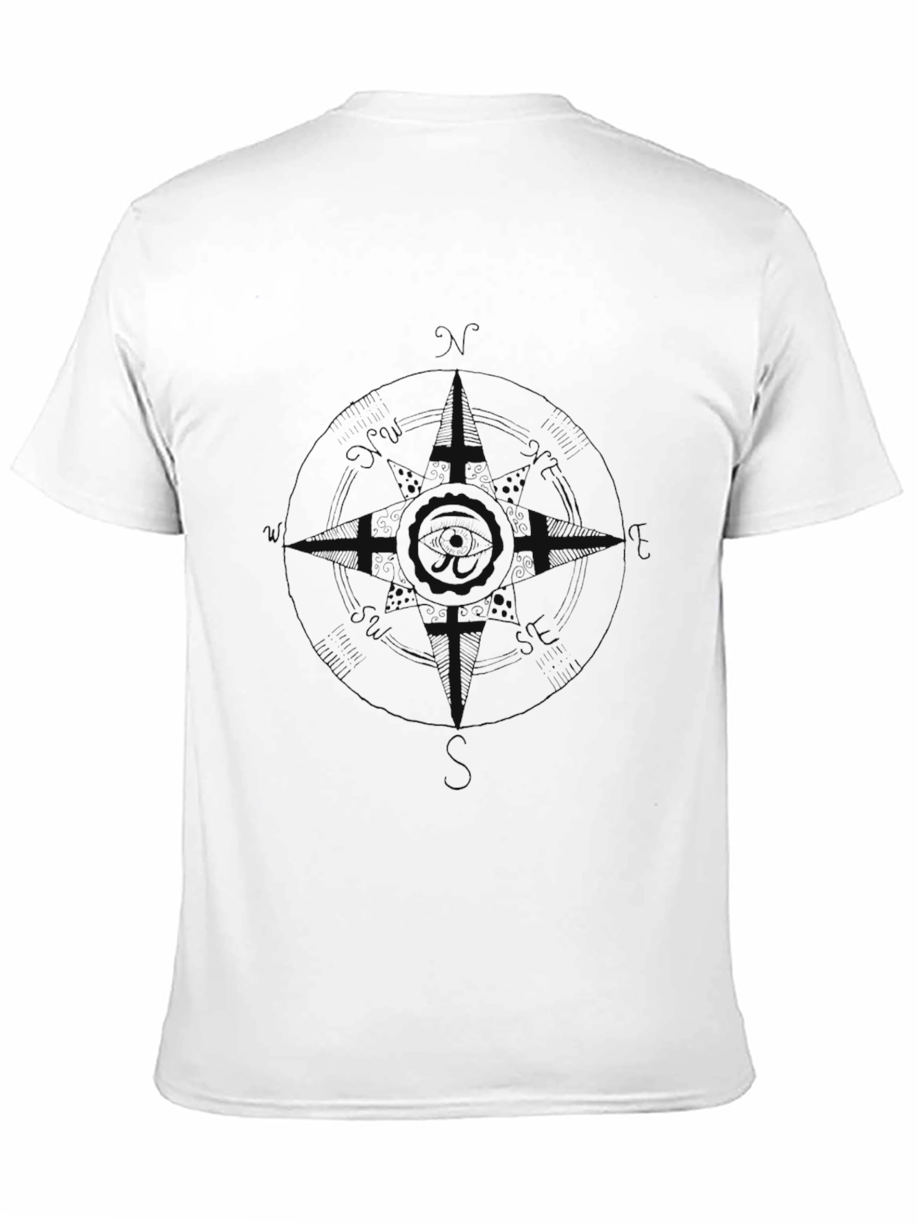 Mens Black Compass Graphic Tee - Stylish & Casual