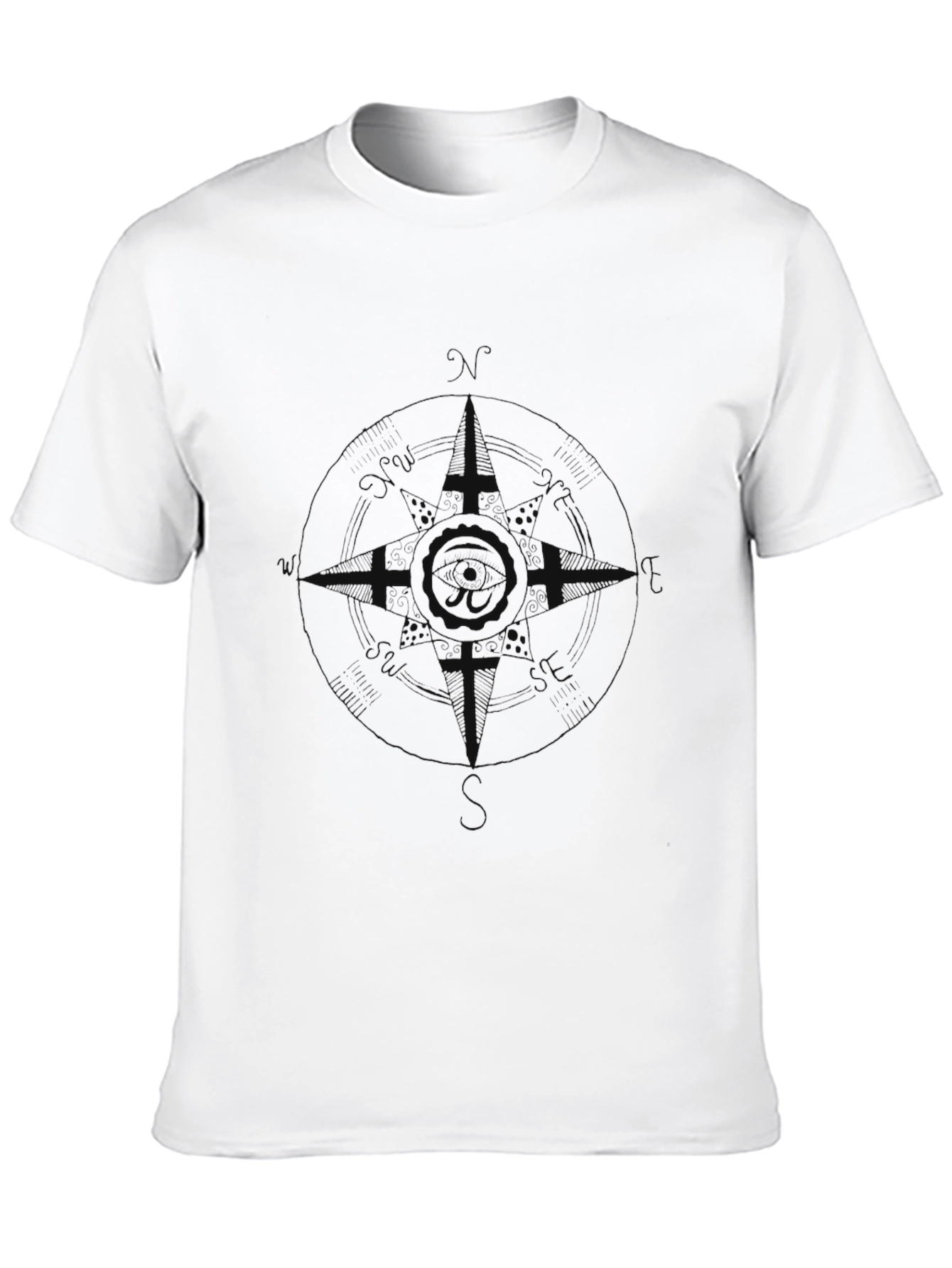 Mens Black Compass Graphic Tee - Stylish & Casual