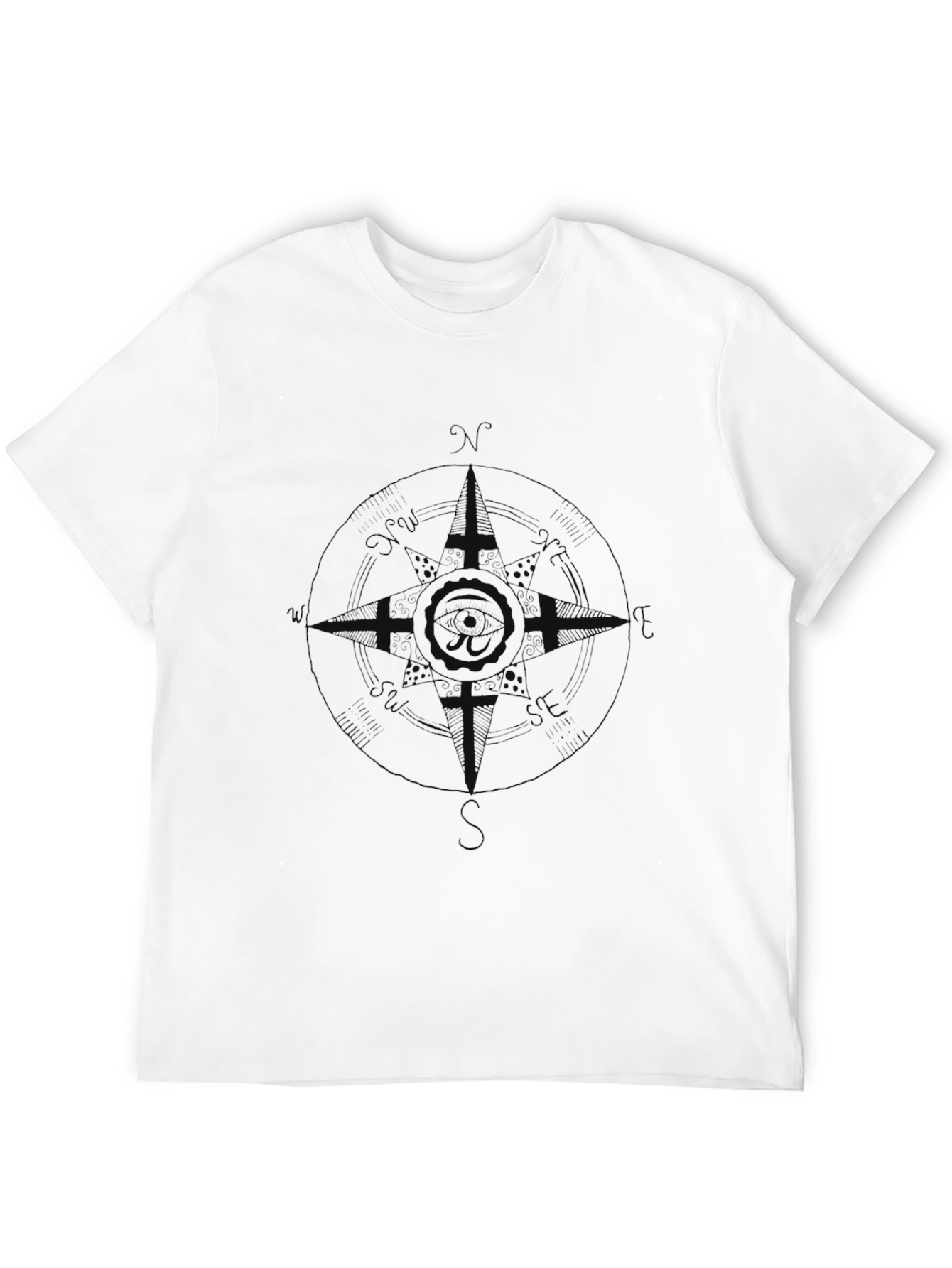 Mens Black Compass Graphic Tee - Stylish & Casual