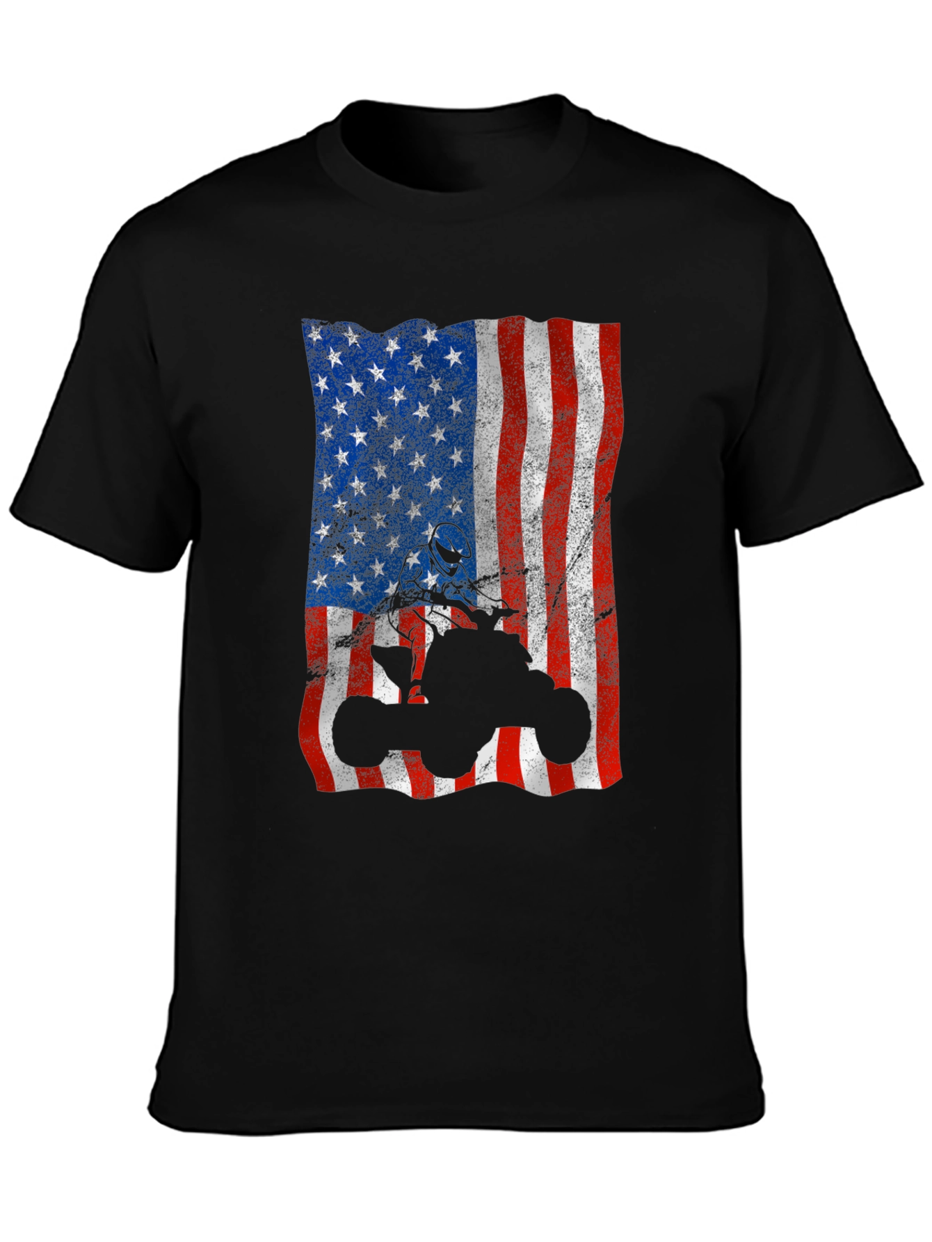 American Flag ATV T-Shirt - Patriotic Off-Roading Apparel