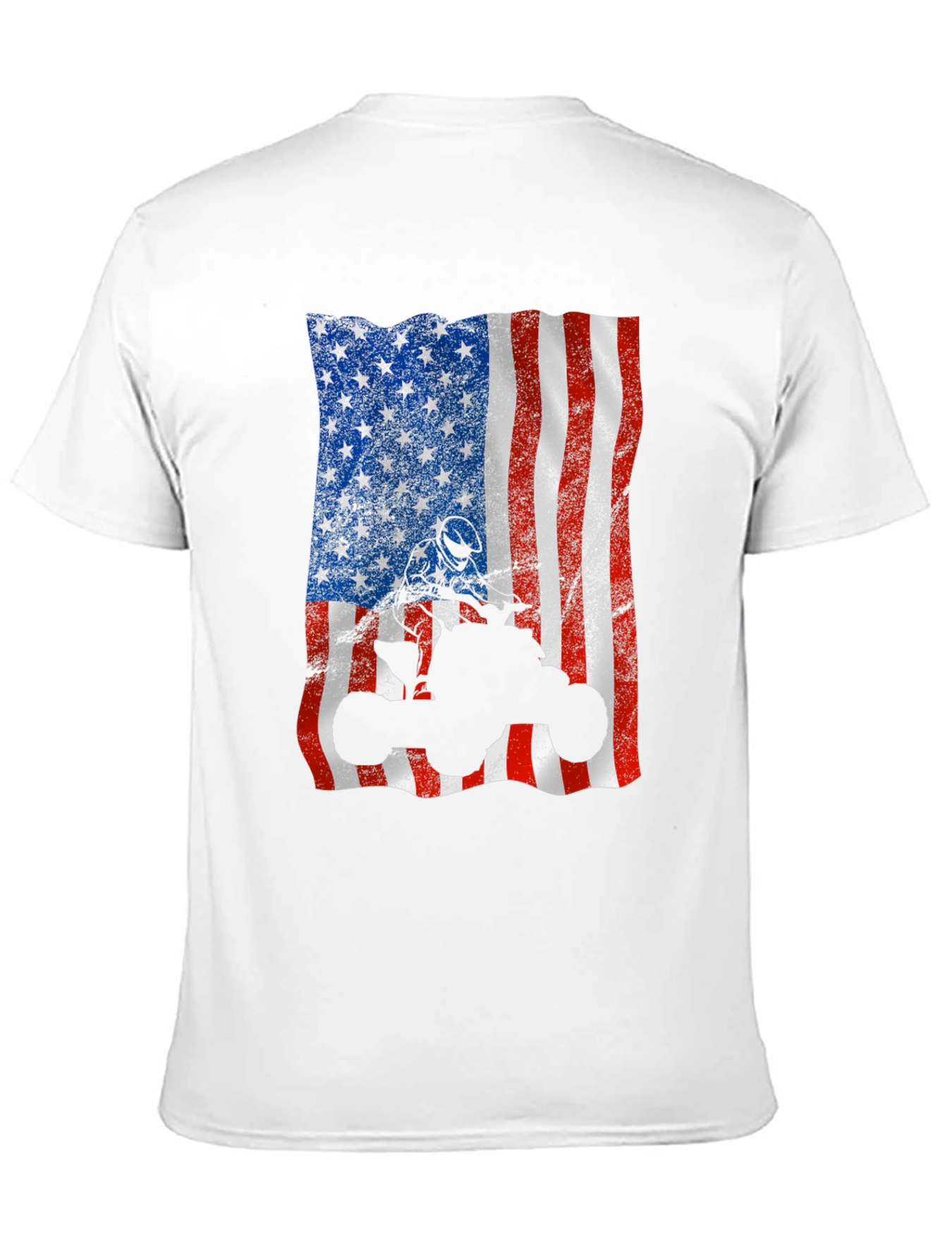 American Flag ATV T-Shirt - Patriotic Off-Roading Apparel
