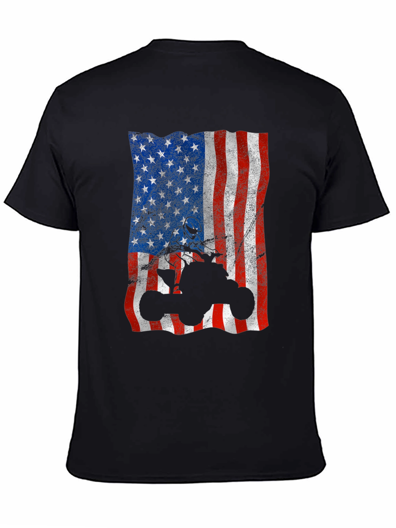 American Flag ATV T-Shirt - Patriotic Off-Roading Apparel