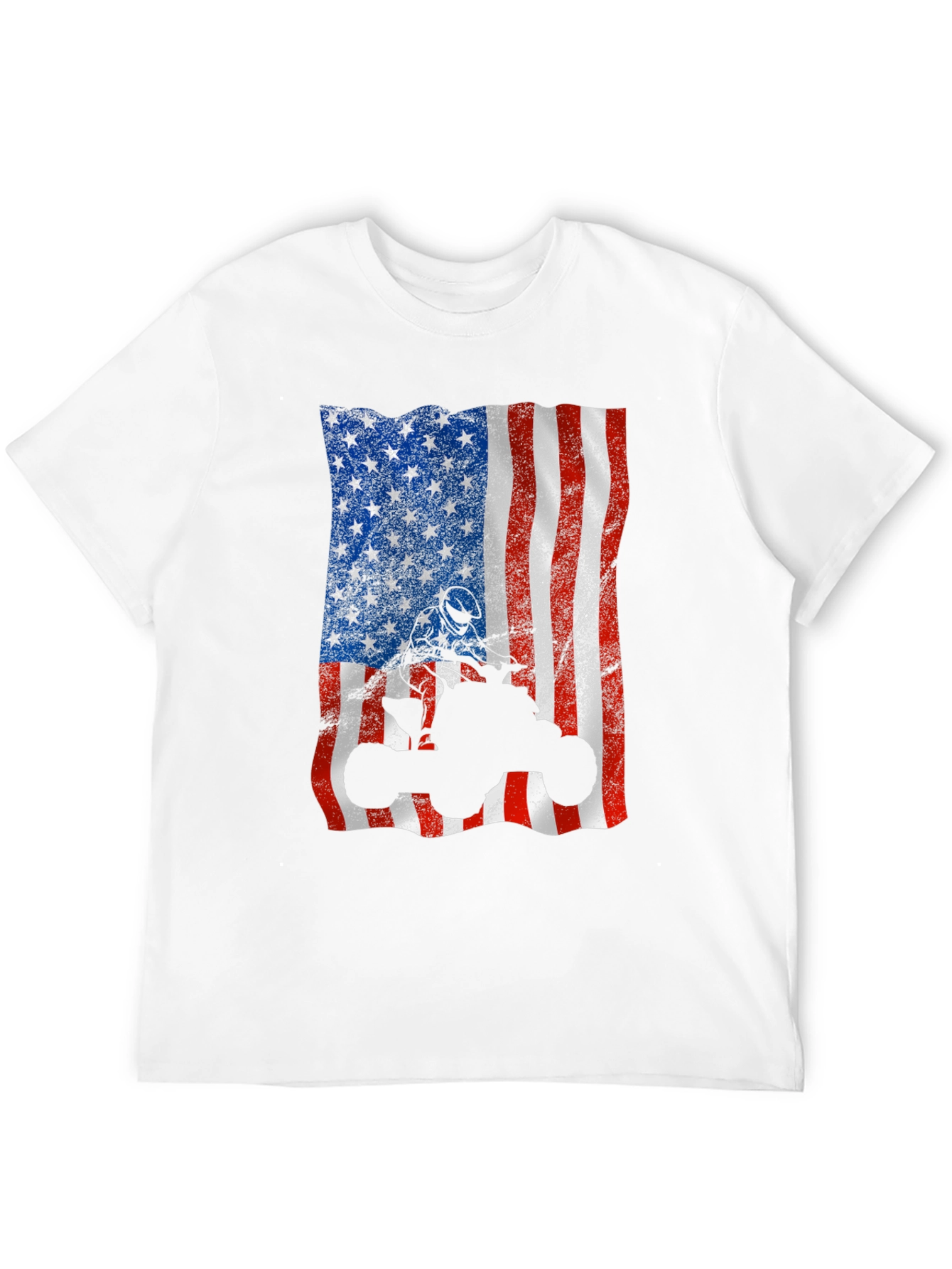 American Flag ATV T-Shirt - Patriotic Off-Roading Apparel