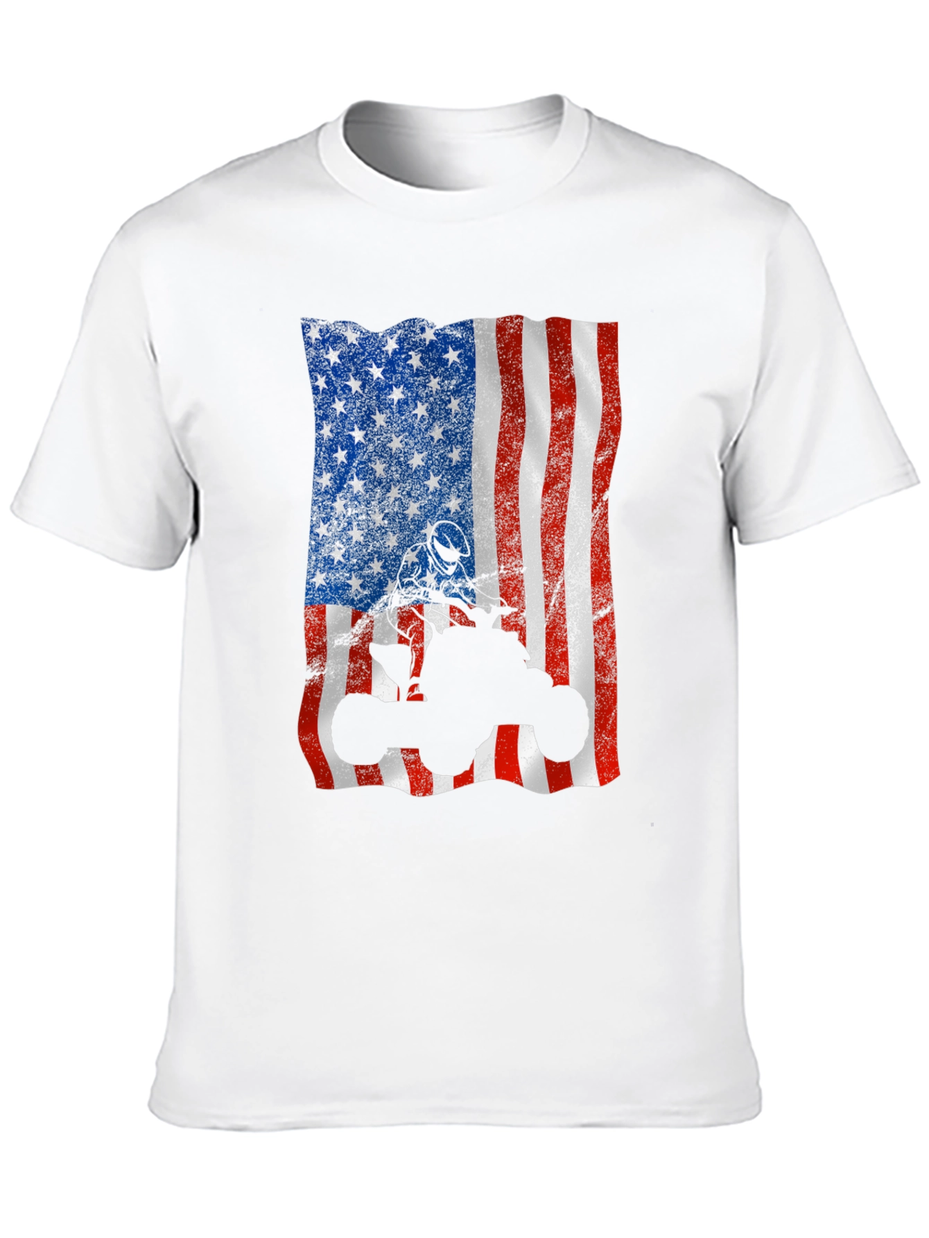 American Flag ATV T-Shirt - Patriotic Off-Roading Apparel