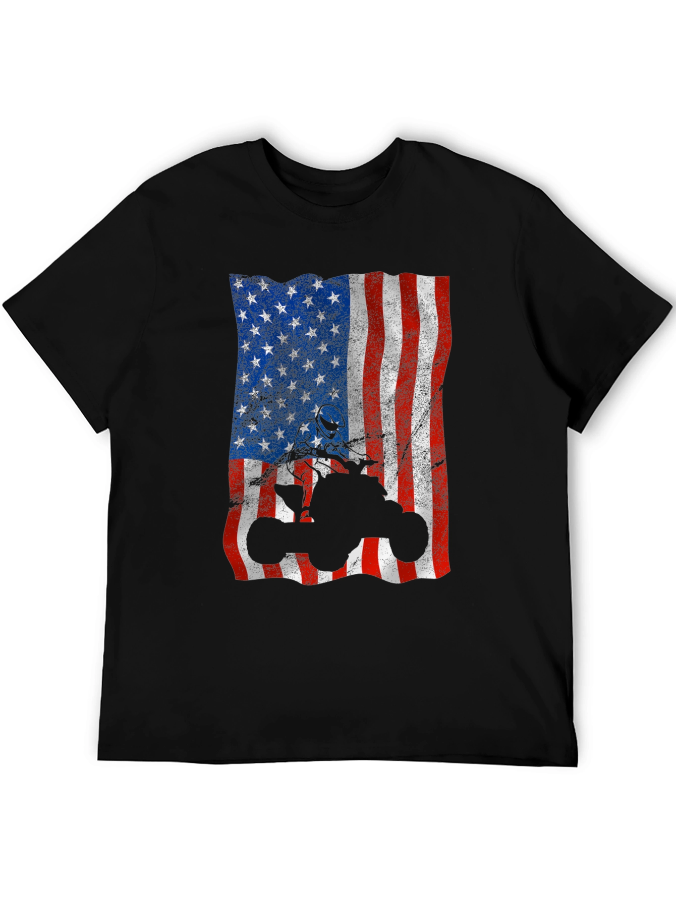 American Flag ATV T-Shirt - Patriotic Off-Roading Apparel