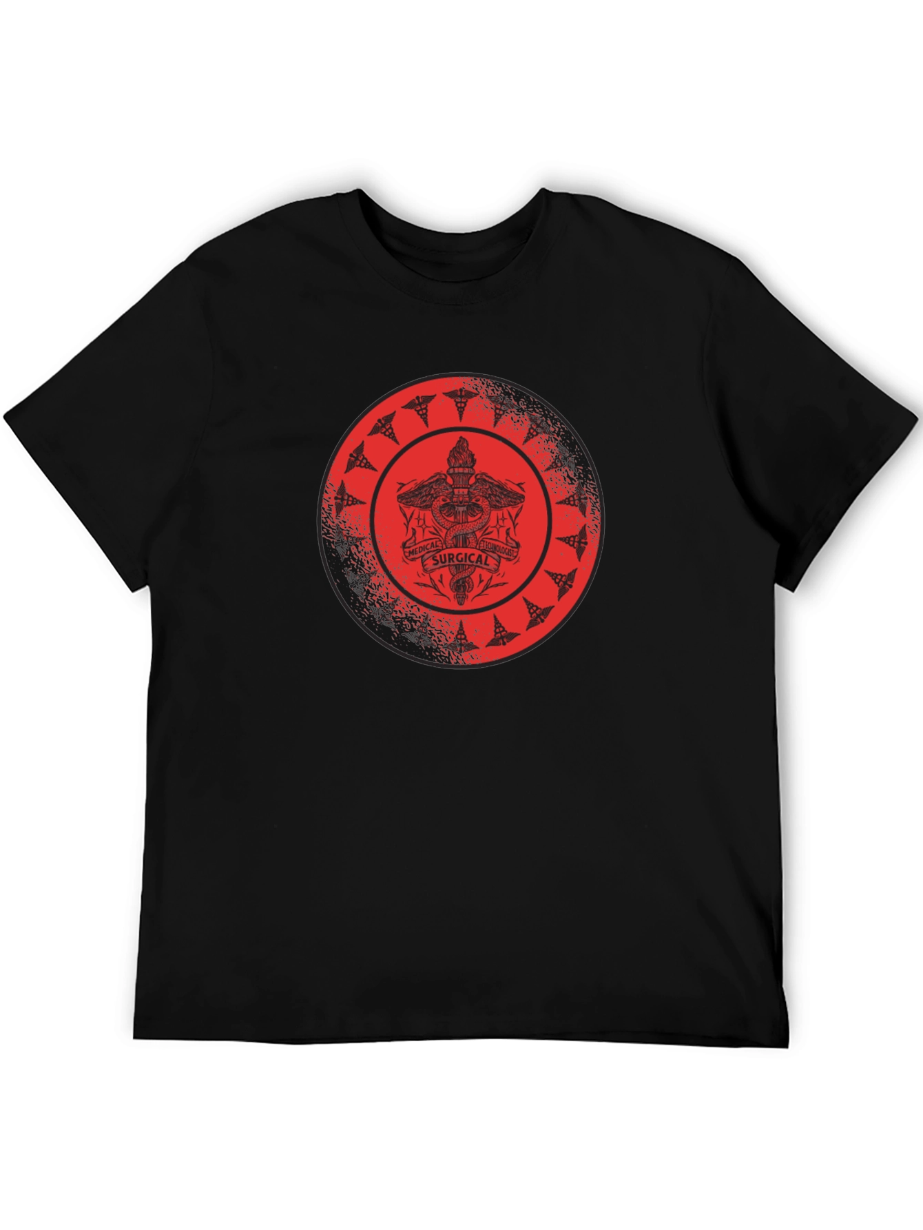 Medical Surgical Caduceus Design Black T-Shirt