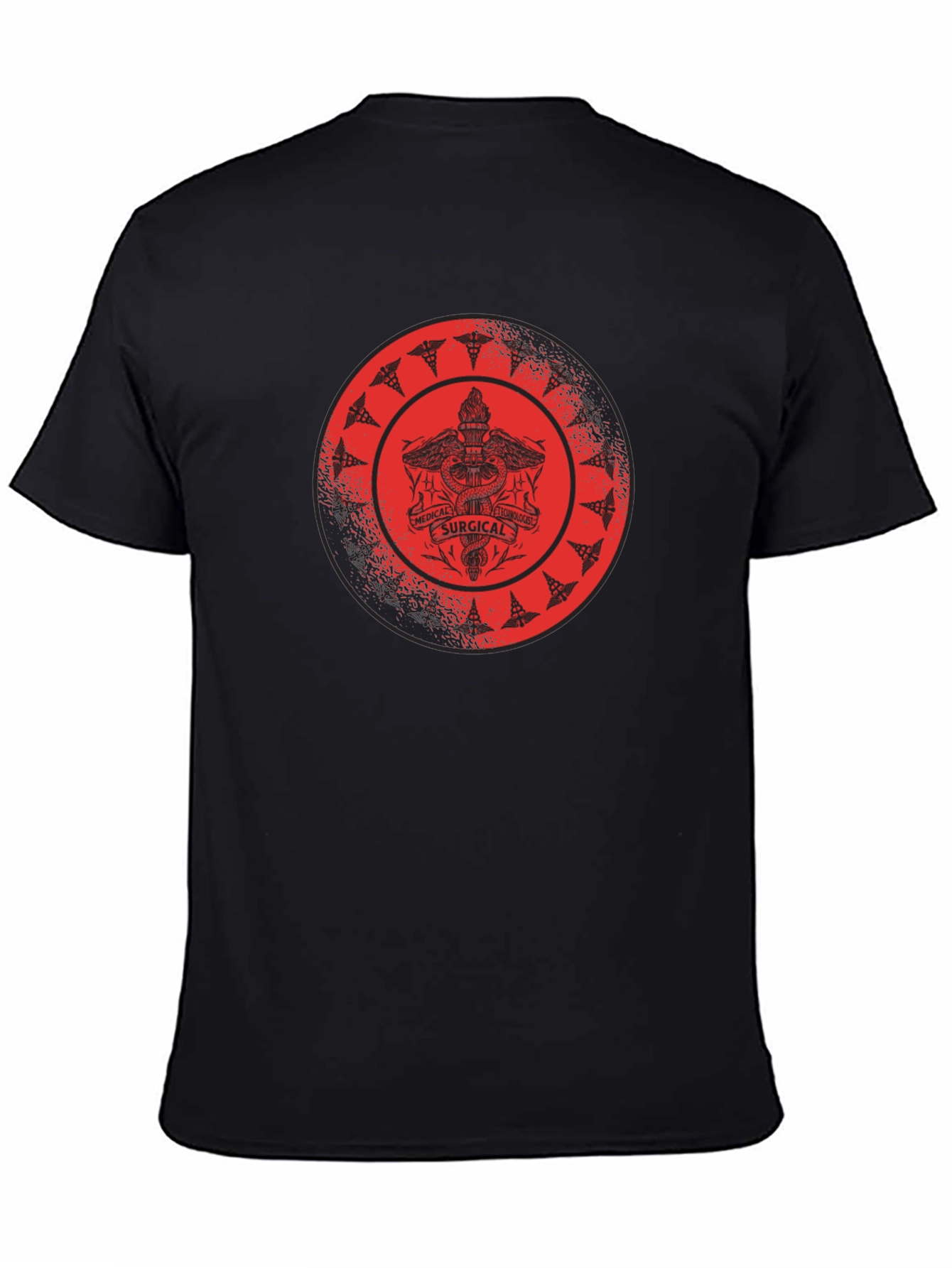 Medical Surgical Caduceus Design Black T-Shirt