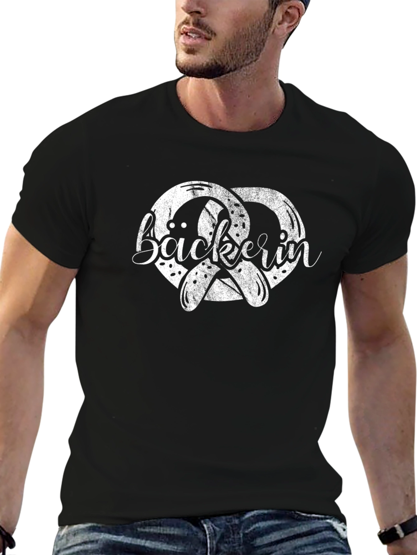 Bäckerin Pretzel Black T-Shirt - Baker Woman Tee