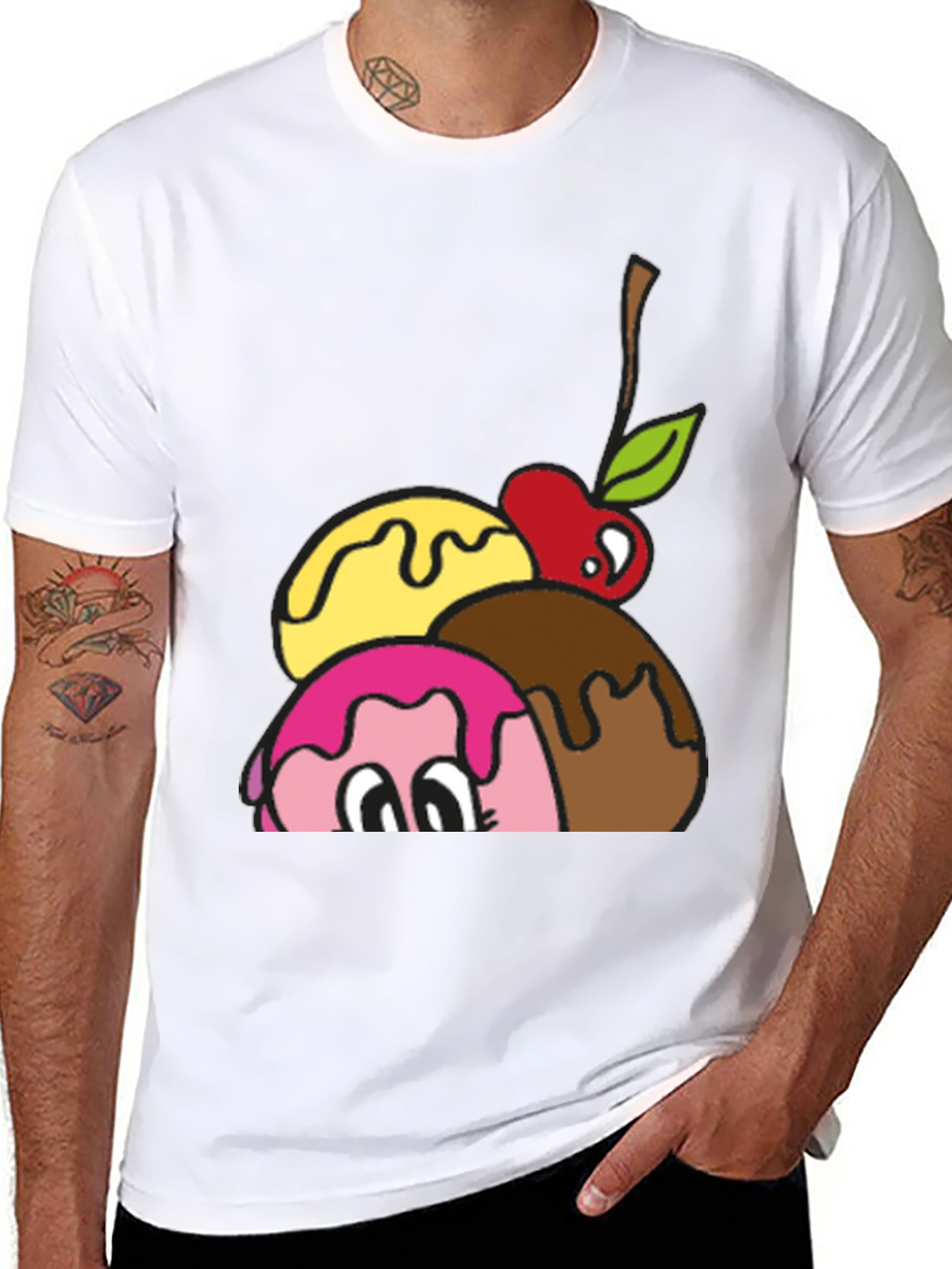 Ice Cream Scoops Graphic Tee - Fun Dessert T-Shirt