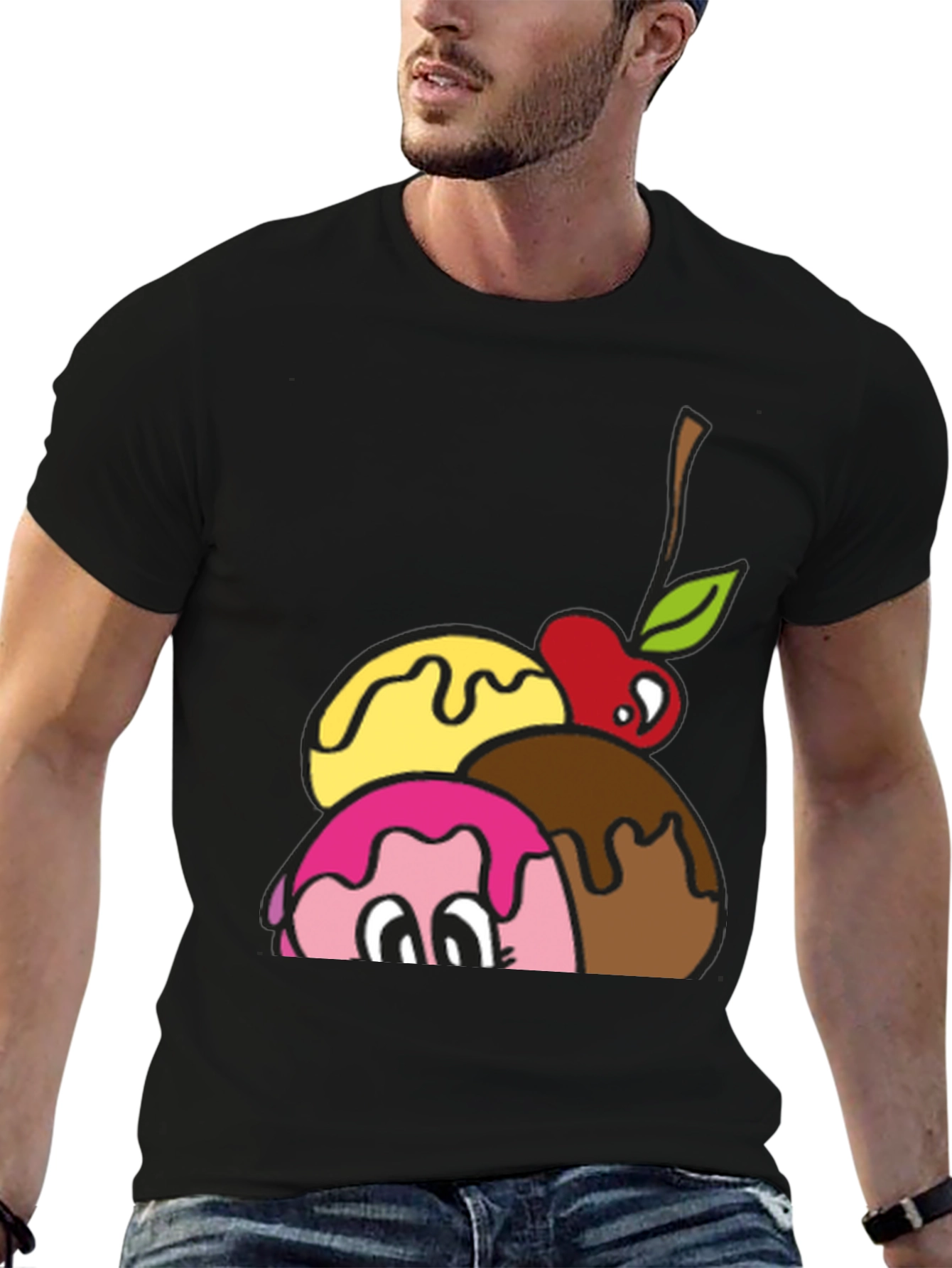 Ice Cream Scoops Graphic Tee - Fun Dessert T-Shirt