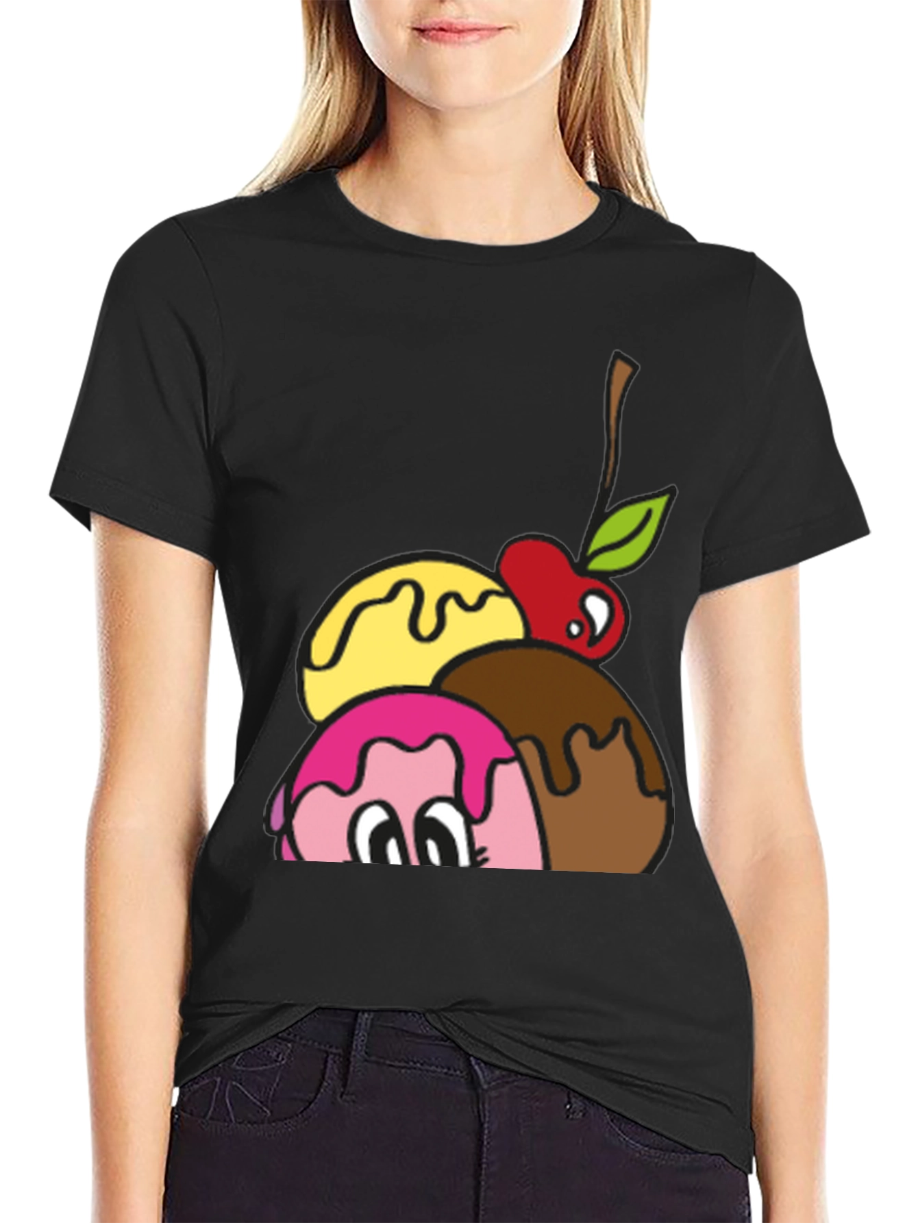 Ice Cream Scoops Graphic Tee - Fun Dessert T-Shirt