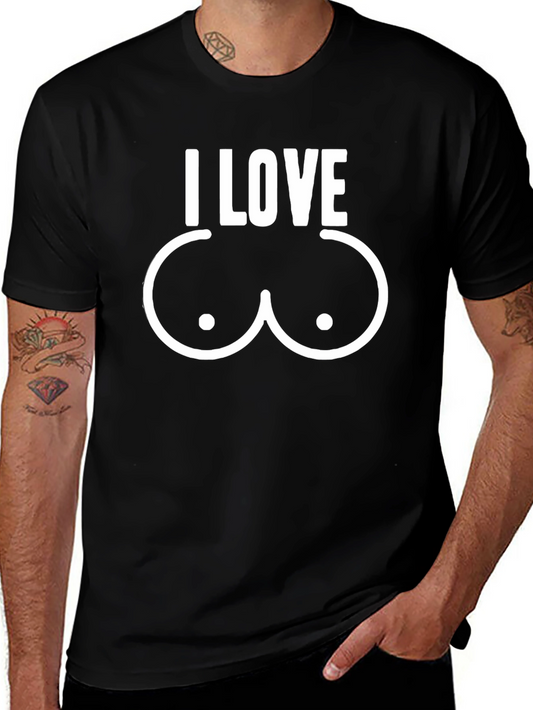 I Love Boobs T-Shirt - Black Cotton Novelty Tee