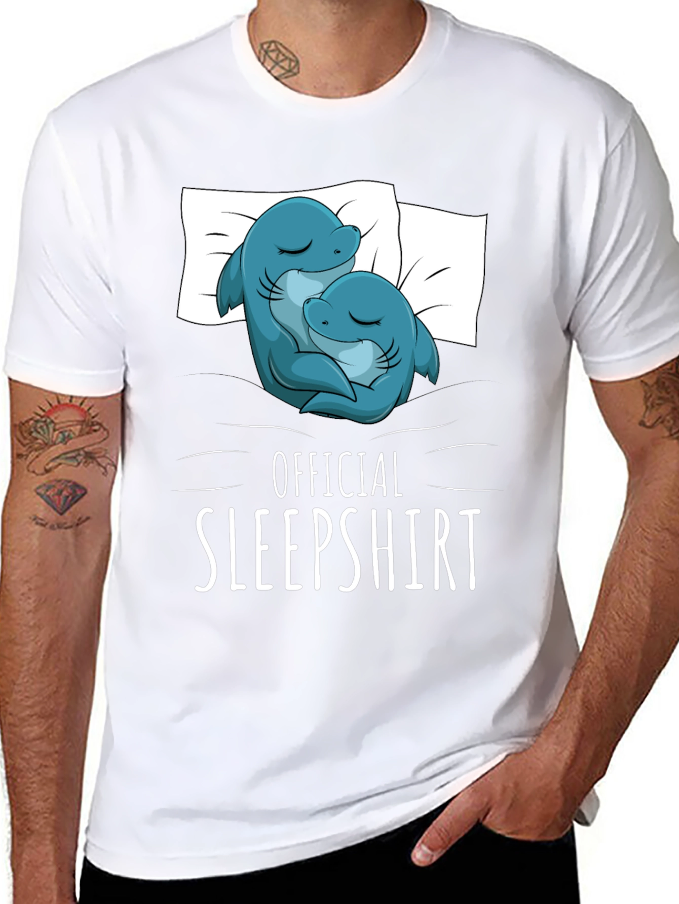 Official Sleepshirt - Cute Shark Couple T-Shirt